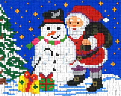 Stick it Steckpuzzle Weihnachtsmann mit Schneemann, 2800 Puzzleteile, Bildformat: 33 x 26 cm