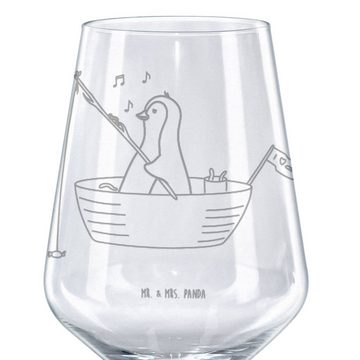 Mr. & Mrs. Panda Rotweinglas Pinguin Angelboot - Transparent - Geschenk, Rotwein Glas, Geschenk fü, Premium Glas, Luxuriöse Gravur