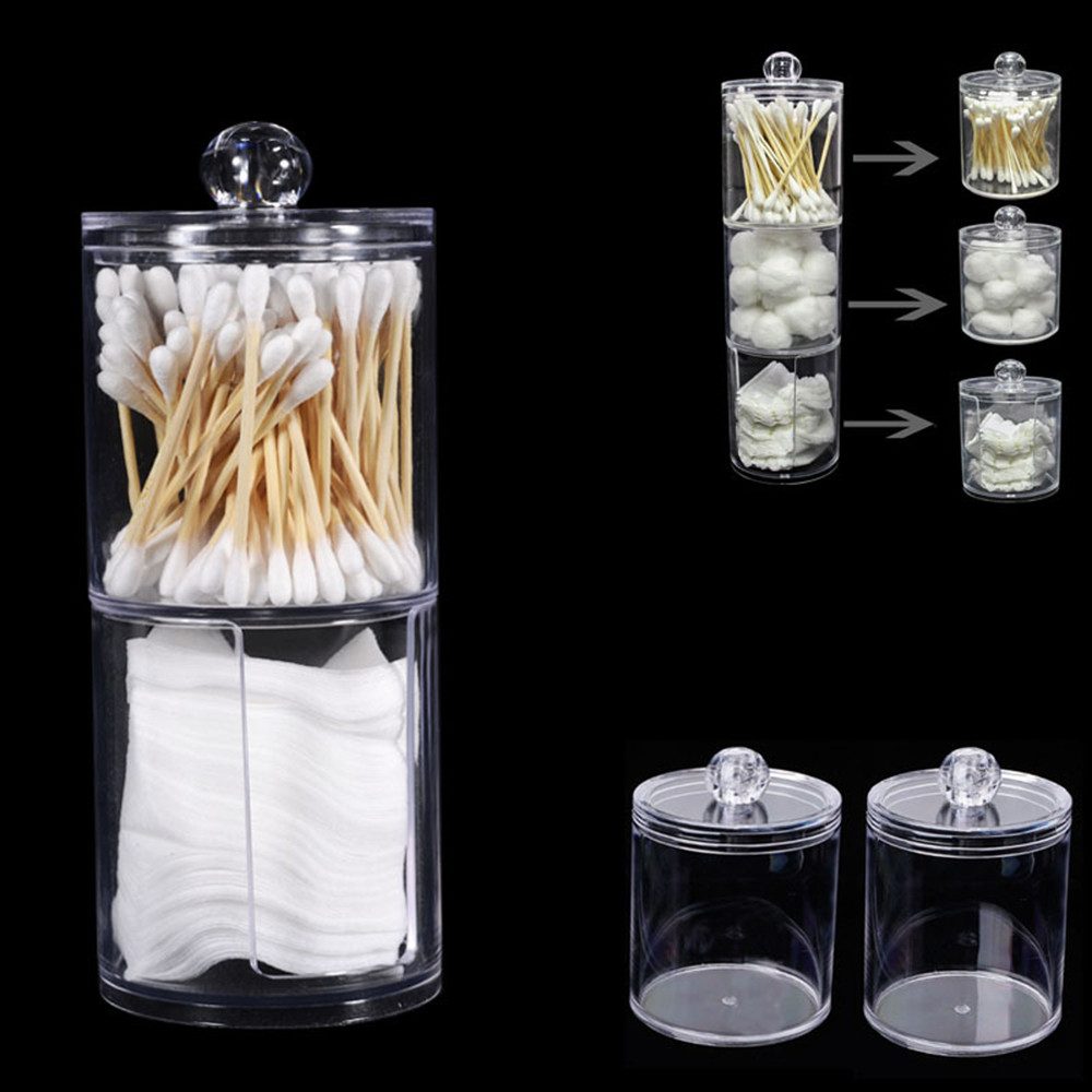 Kaket Wattestäbchenspender Schminktisch Zubehör,Bathroom Organizer, (2-tlg), Wattepads Aufbewahrung mit Deckel,Wattestäbchen-Behälter