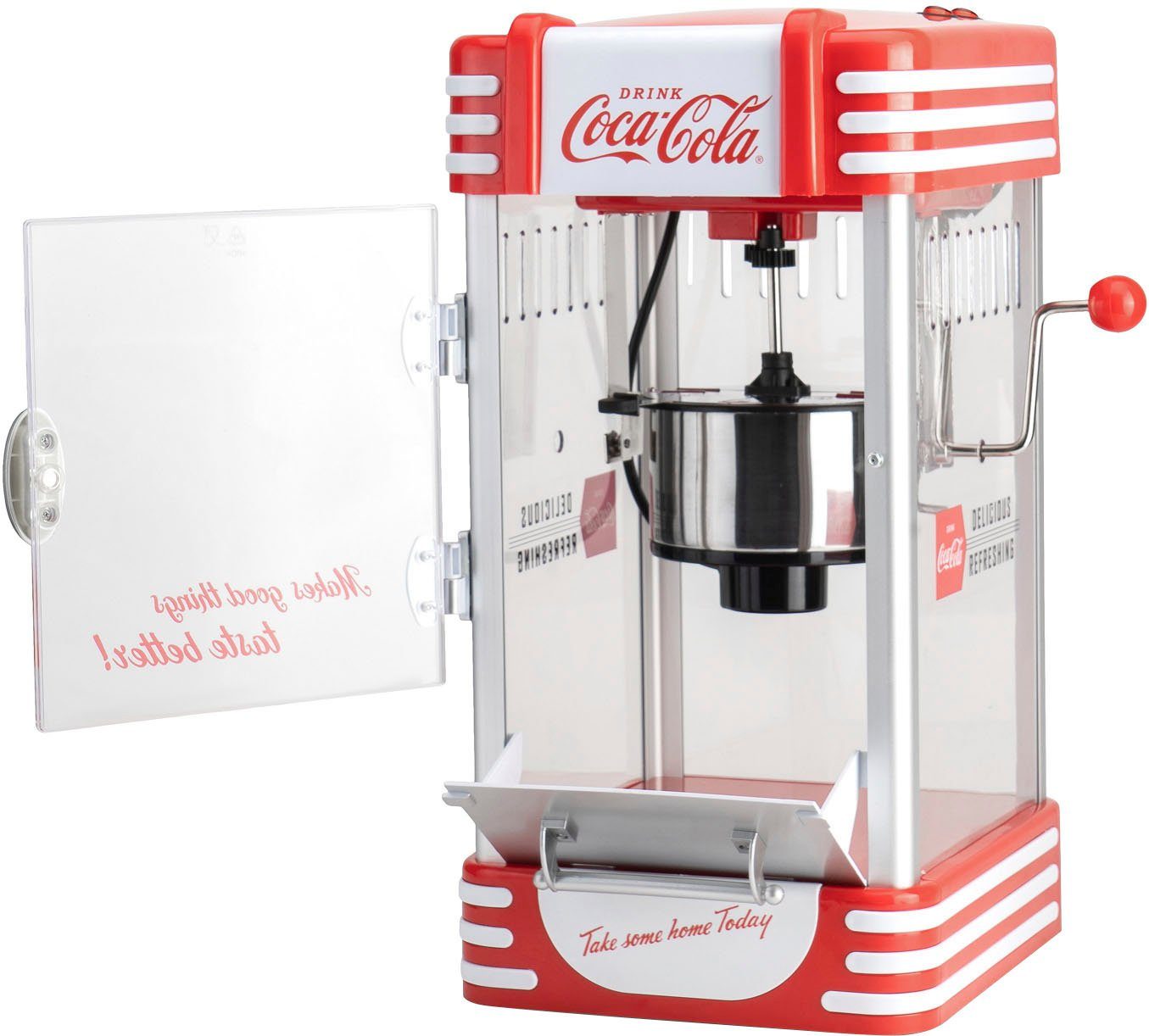 SALCO Popcornmaschine Coca-Cola SNP-27CC, Großer Zubereitungsbehälter von 60 ml mit integriertem Heizsystem