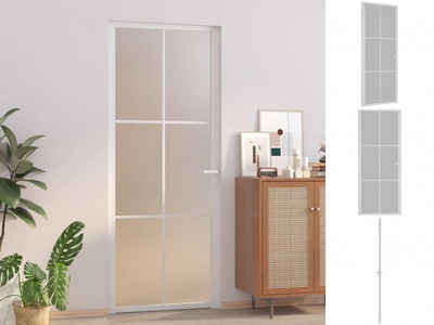 vidaXL Zimmertür Innentür 83x201,5 cm Weiß Mattglas und Aluminium Zimmertür Glastür