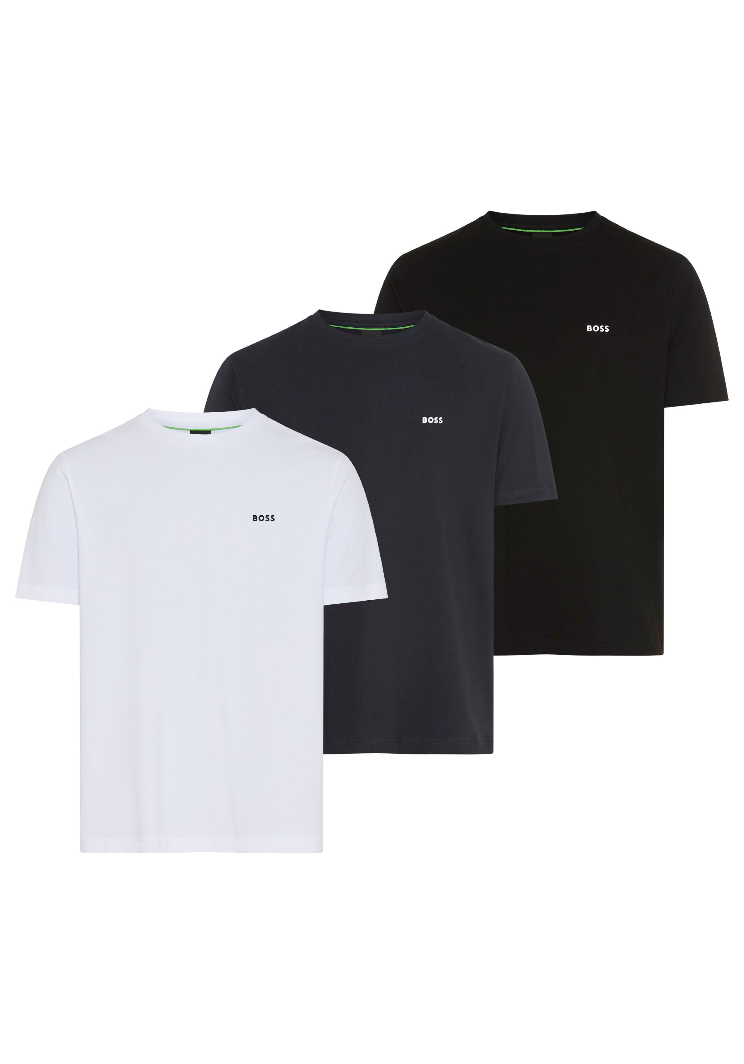 BOSS GREEN T-Shirt Tee 3Pack Regular Fit (Packung, 3-tlg., 3er-Pack) Stretch Jersey Cotton, Logo on Chest, Sparpackung
