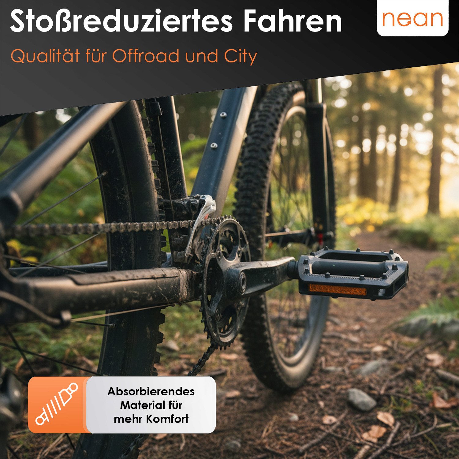nean Fahrradpedale Fahrradpedale Pedale Sport (mit Reflektor, StVZO-Zugelassen, 9/16", 2er-Set) – Bild 4 von 5