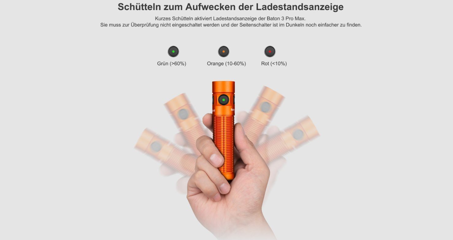 Orange Taschenlampe OLIGHT Pro Taschenlampe Aufladbare Max LED EDC Baton 3