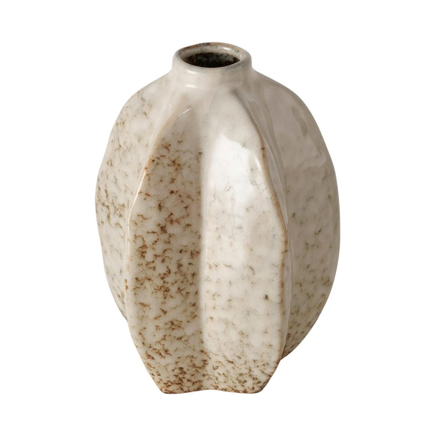 Dekovase ARQUETTE, Ø 12 x H 17 cm, Creme, Braun