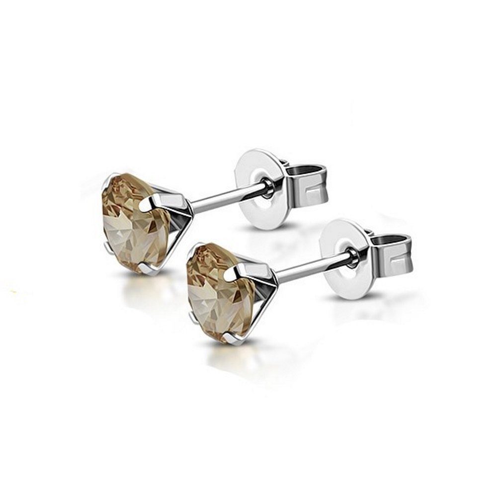 BUNGSA Ohrring-Set Ohrstecker Kristall 10 mm aus Edelstahl Damen (1 Paar (2 Stück), 2-tlg), Ohrschmuck Ohrringe