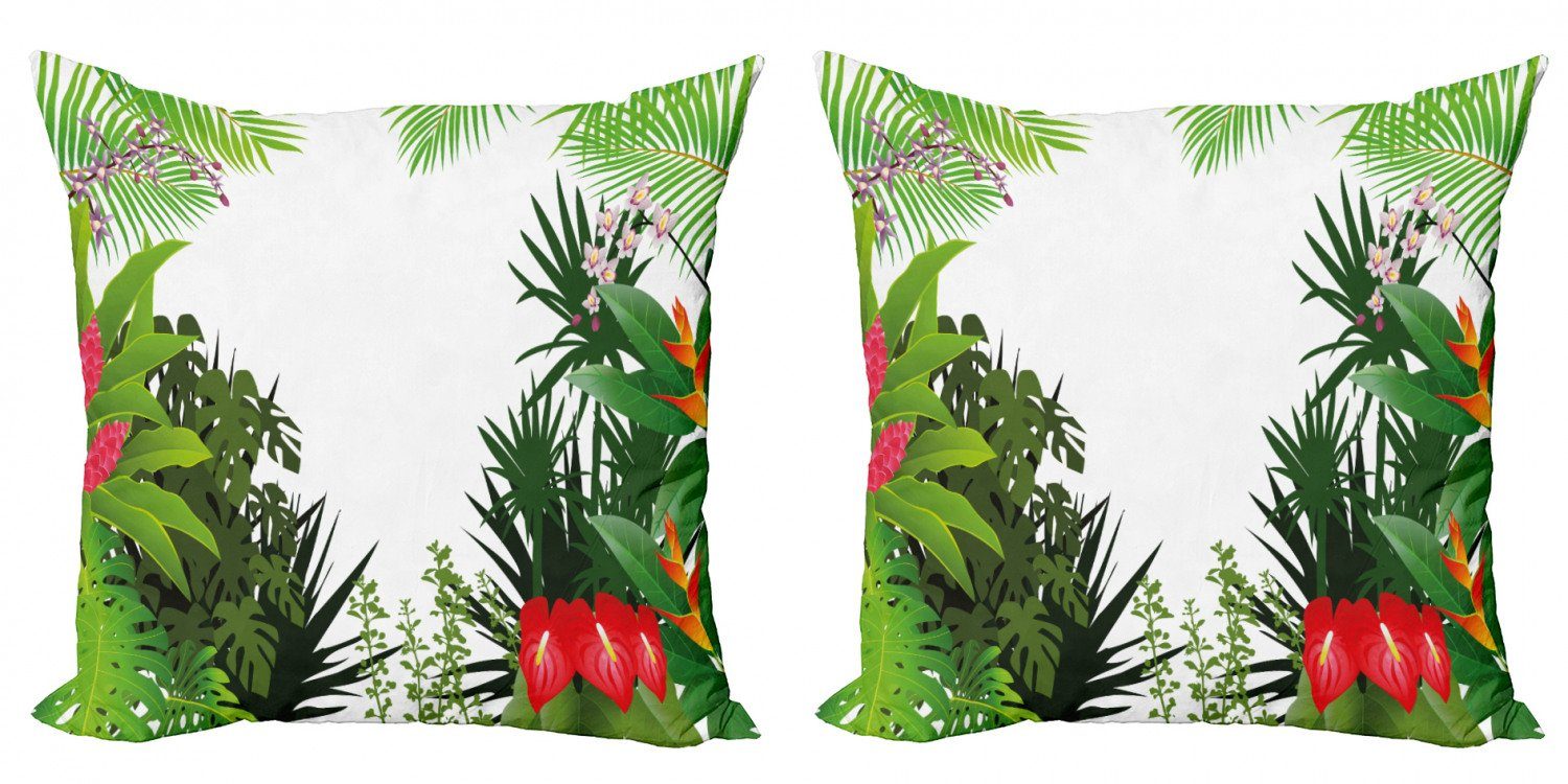 Kissenbezüge Modern Accent Doppelseitiger Digitaldruck, Abakuhaus (2 Stück), Blatt Hibiscus Anthurium Blätter