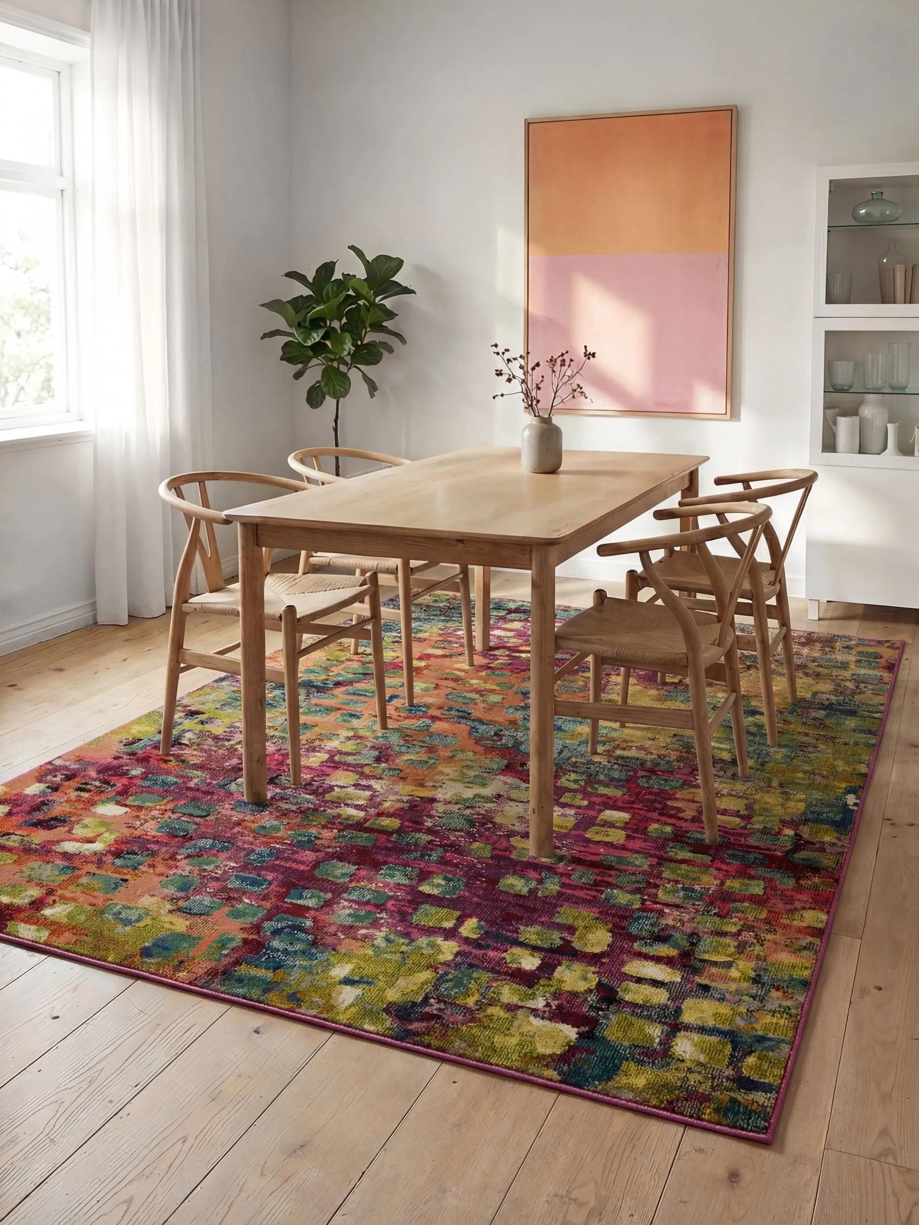 benuta Teppich Casa, rechteckig, Höhe: 11 mm, Teppich Wohnzimmer, Esszimmer, Schlafzimmer, Flur, Farbenfroh, Retro