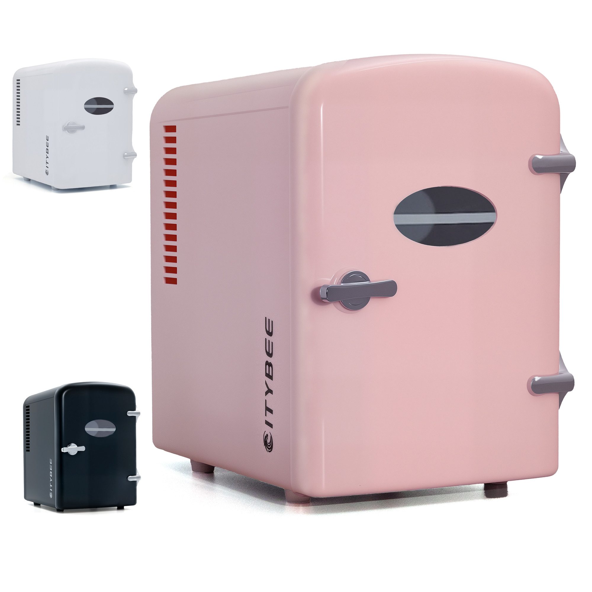 ZMH Kühlbox 4L Mini Kühlschränke - Fridge Leise Rosa/Schwarz/Weiß 12V 230V, 4 l, Kühlschrank für Getränke Flüsterleiser Betrieb 25 dB Reisen Wohnmobil