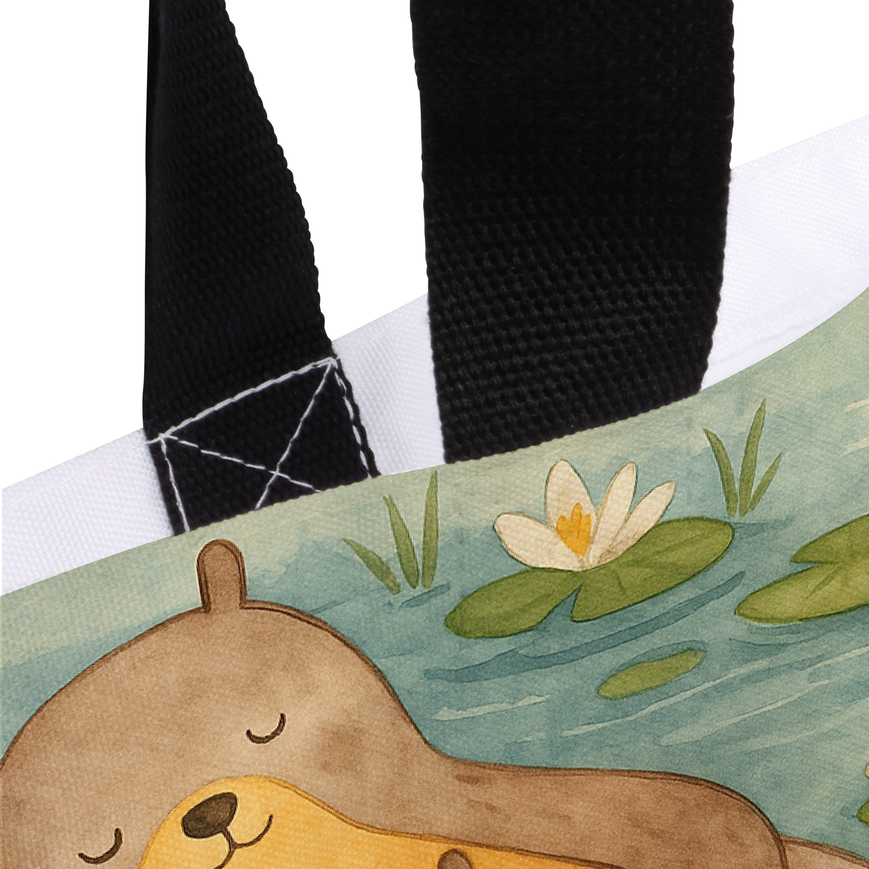 Mr. & Mrs. Panda Shopper Otter Kind Design, Tote Bag, Weiß, Reisetasche, Seeotter, Baby, Mutte (Packung), Seeotter Alltagstasche studententasche