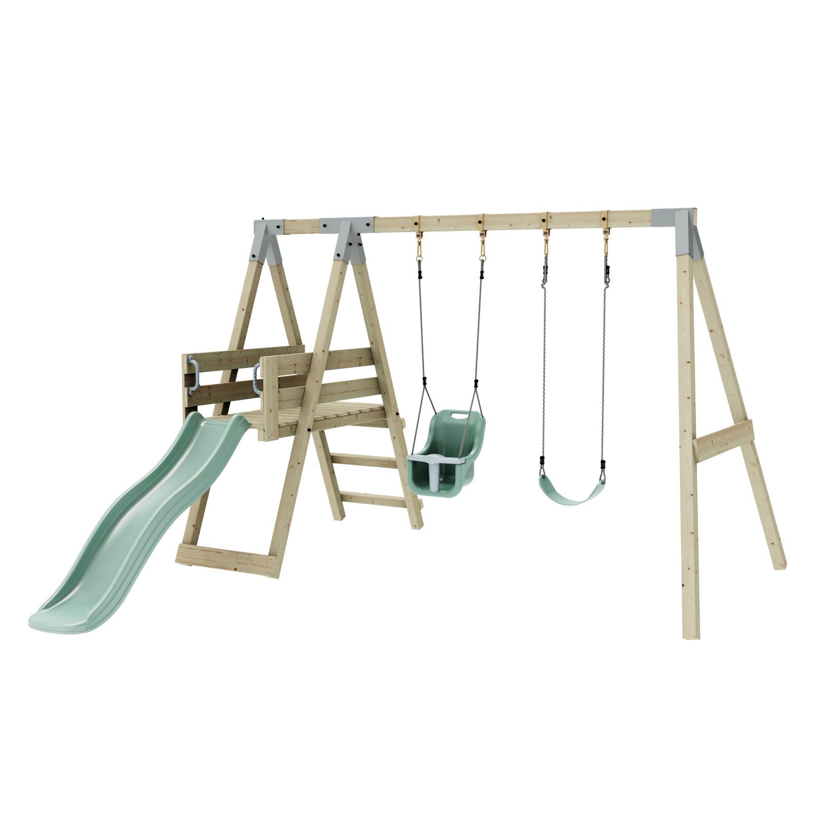 OutdoorToys Schaukelkombination Schaukel Pfau aus Holz in Mintgrün, aus Holz in Mintgrün