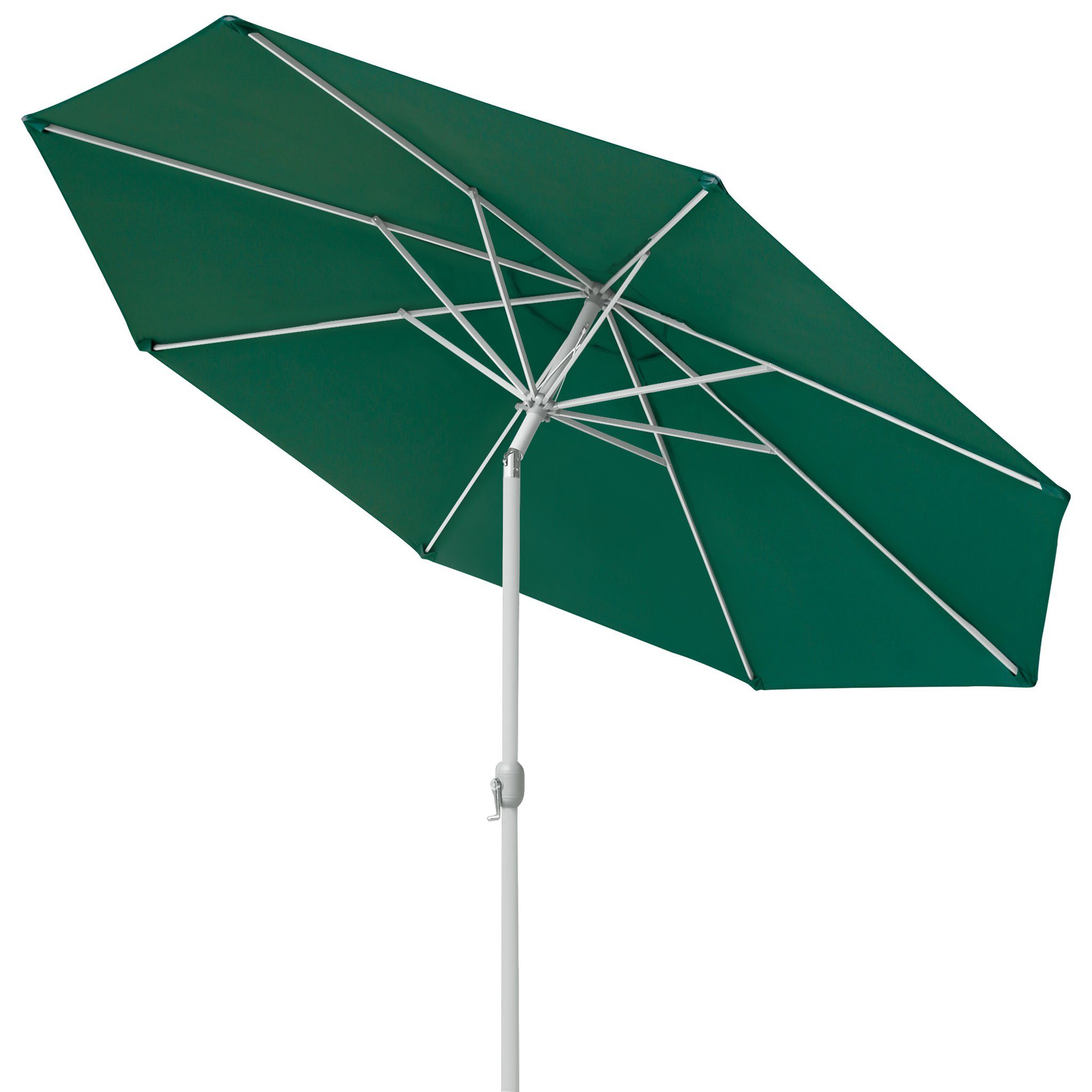 paramondo Sonnenschirm Sonnenschirm 3,5m rund grün Garten mit Kurbel UV-Schutz Gestell silber, LxB: 350x350 cm, Knickbar & komfortable Kurbelbedienung