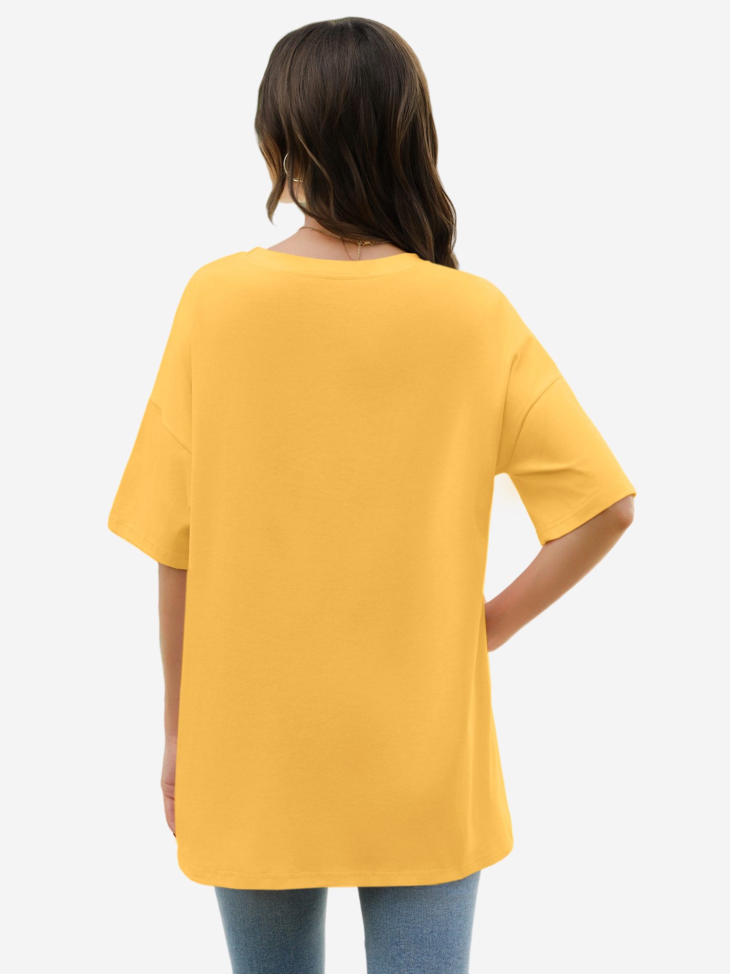 Imily Bela T-Shirt Damen Freizeit Oberteile (Packung, 1-tlg., 1per-Pack) Einfarbig
