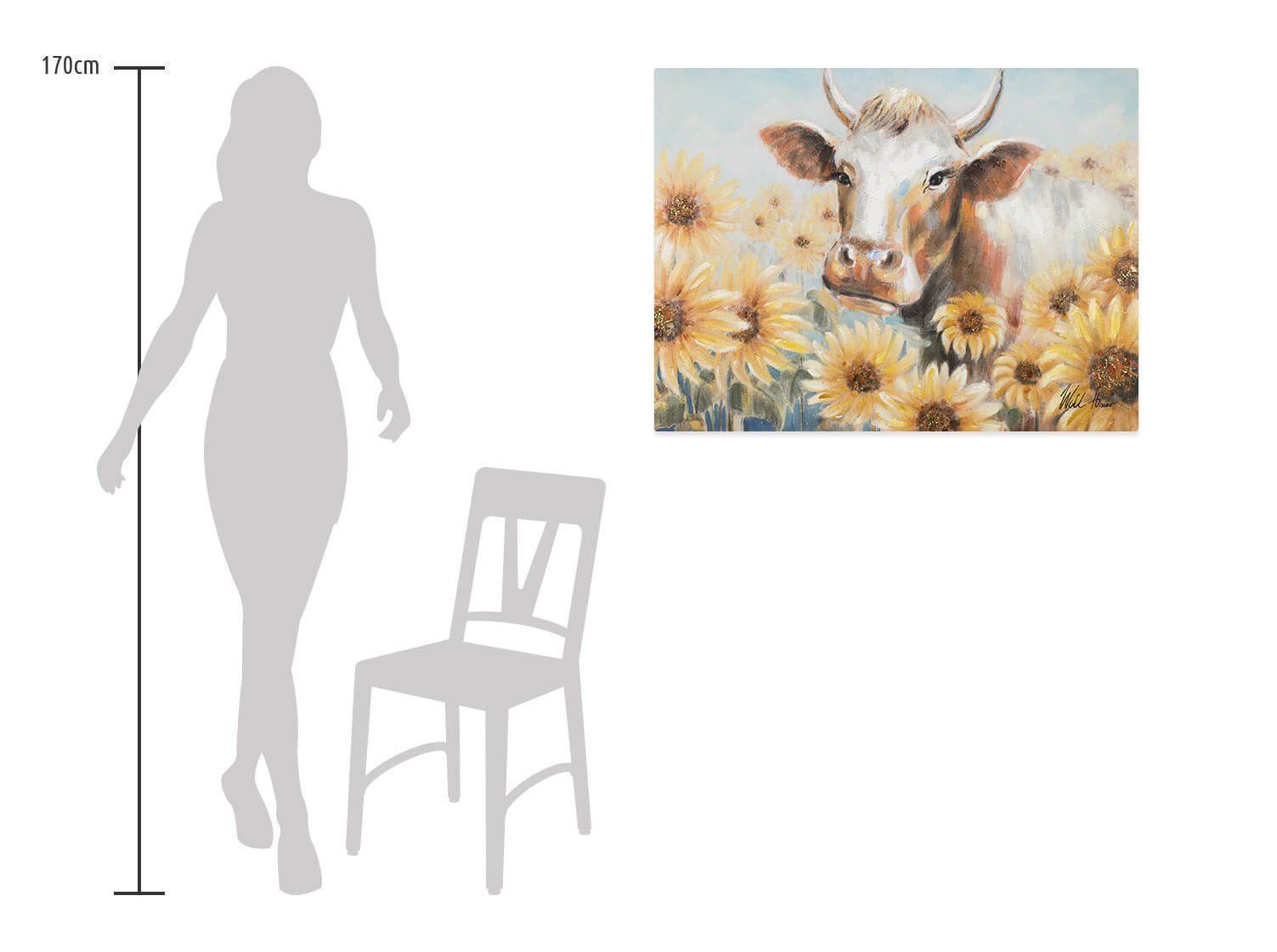 100x75 Harmonie Wandbild 100% cm, Leinwandbild HANDGEMALT Gemälde der Natur Wohnzimmer KUNSTLOFT
