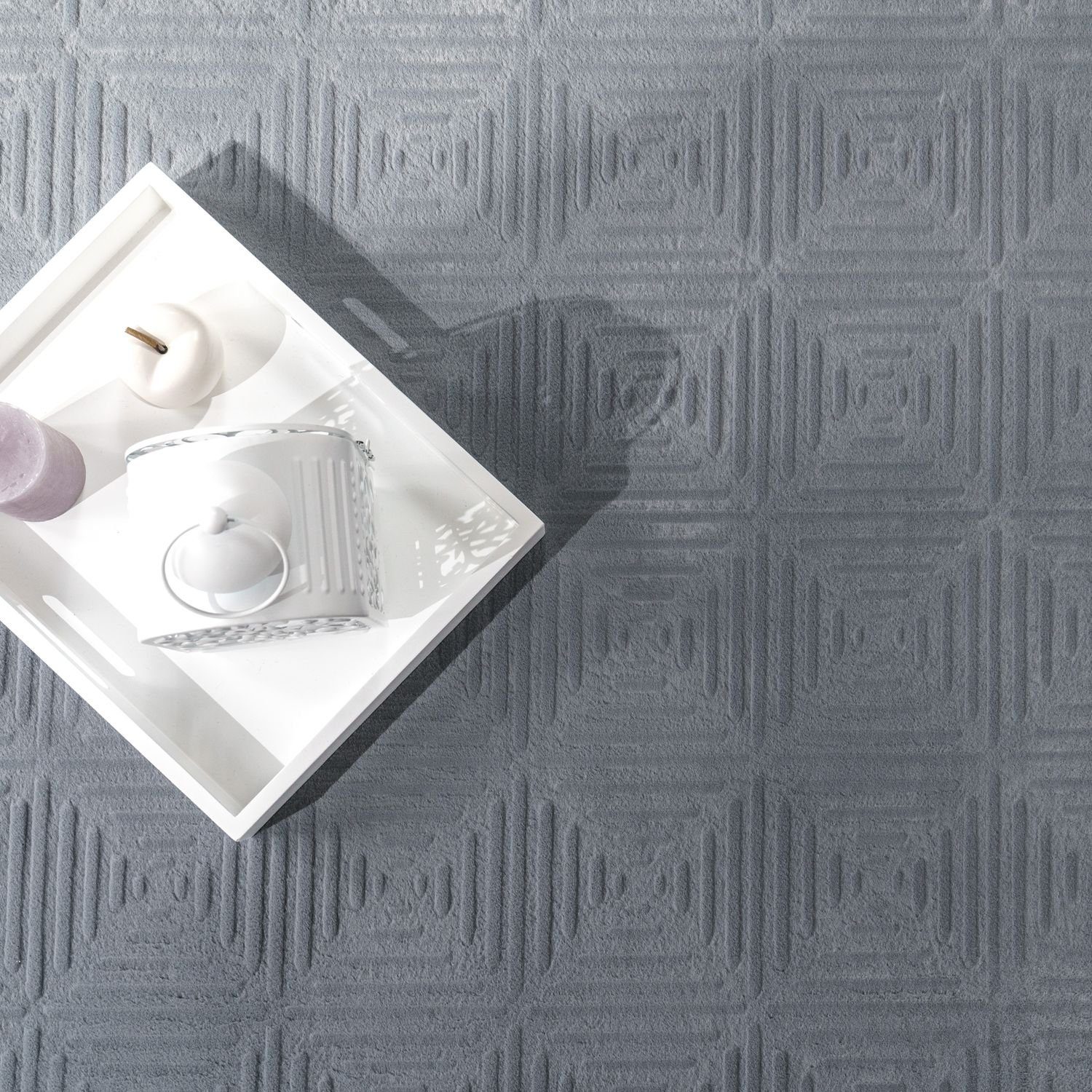 Teppich Wohnzimmer Teppich Esszimmer Kurzflor 14 TT Skandi, mm Geometrisches Grau Höhe: Muster Anthrazit eckig, Home