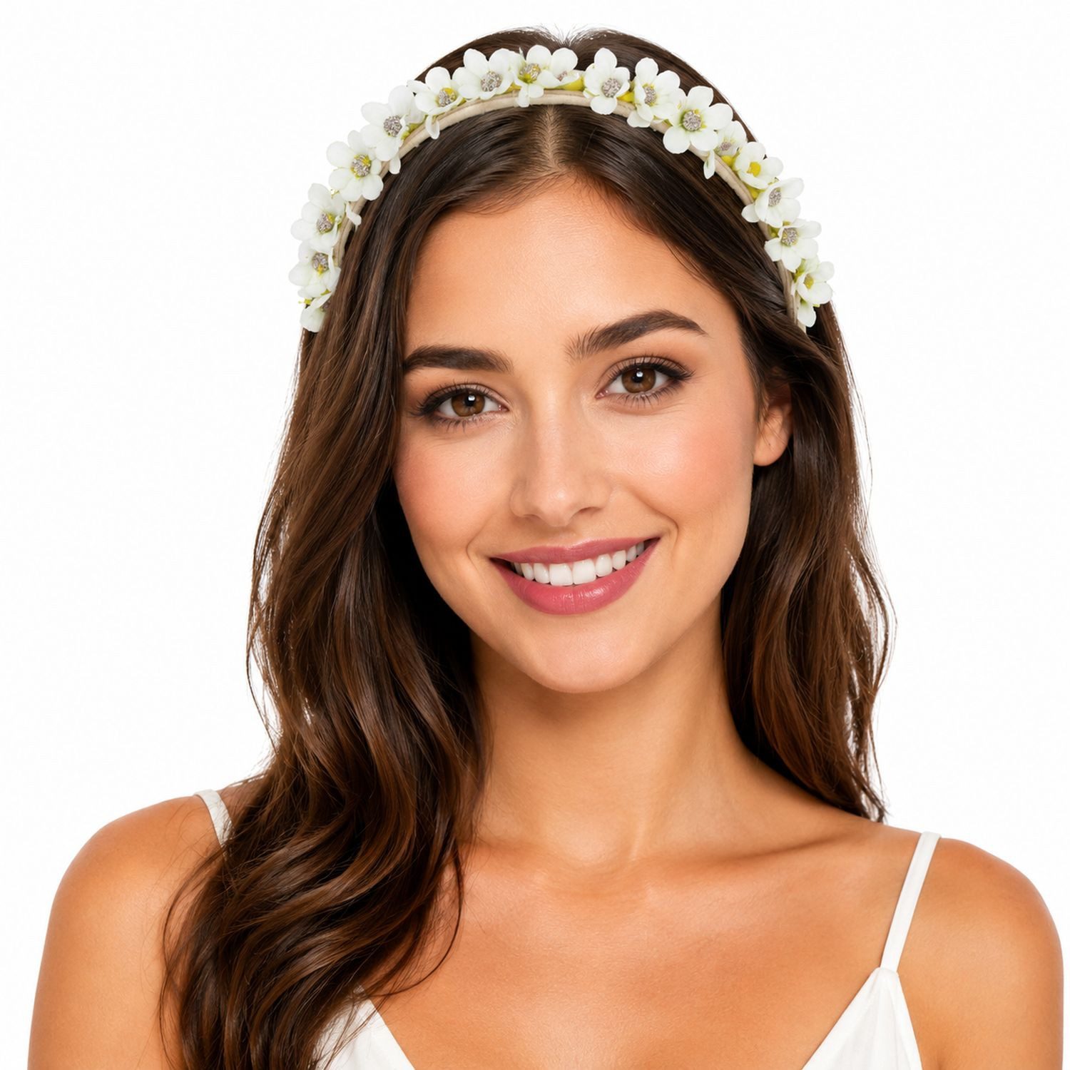 Trachtenland Haarreif Blumen Kranz "Elfe" - Schmaler Blütenkranz Haarschmuck Hochzeit