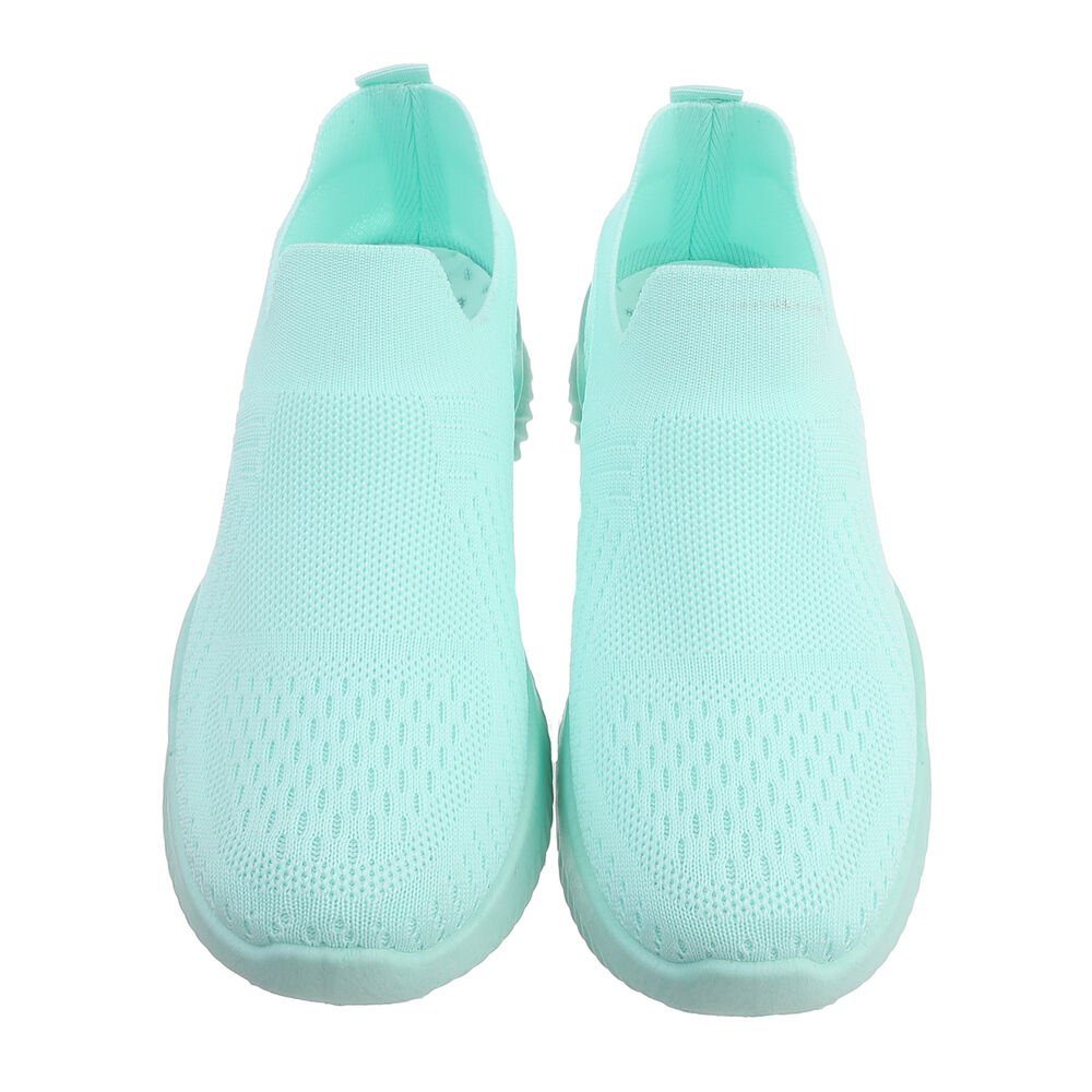 in Damen Flach Slipper Low Türkis Freizeit Low-Top Ital-Design Sneakers