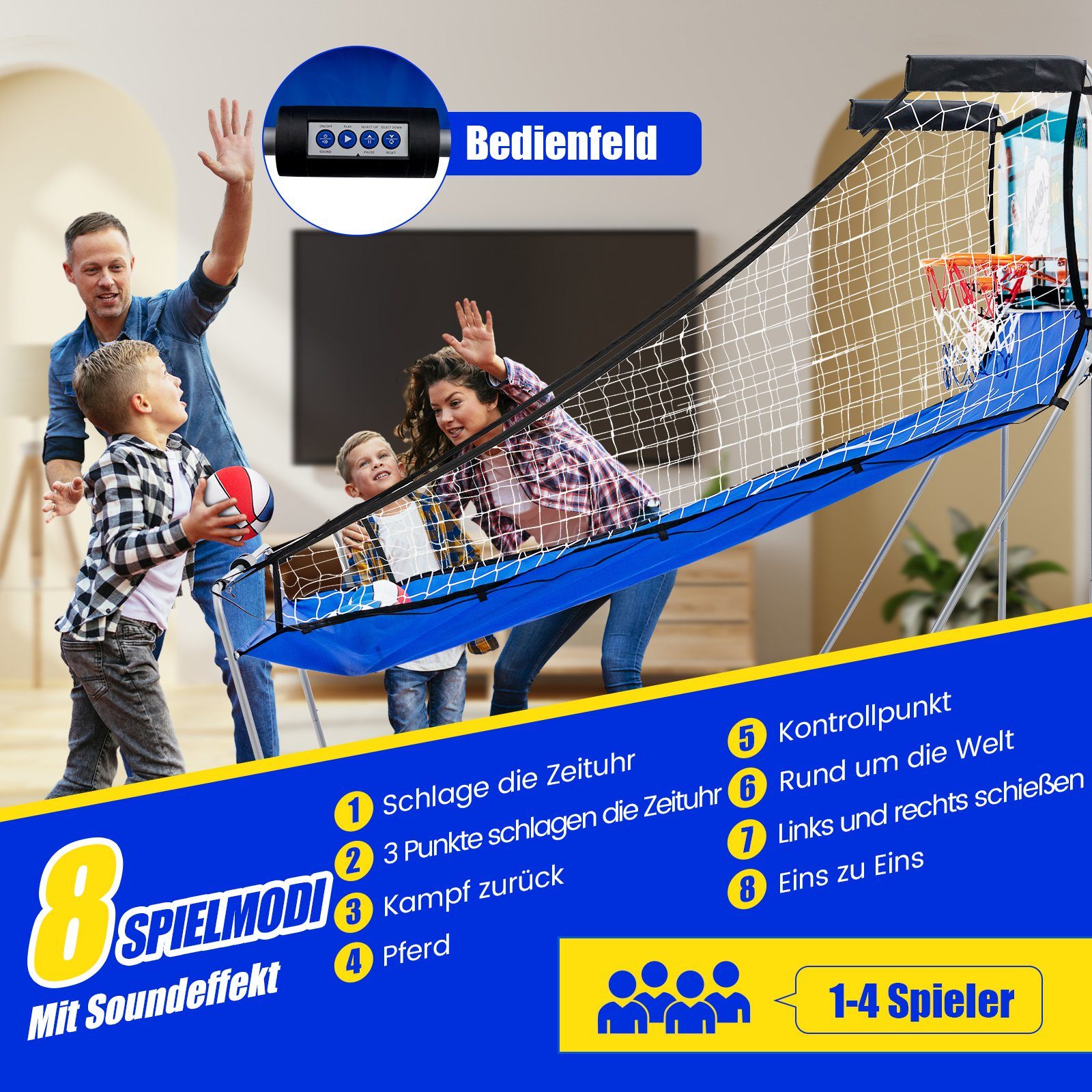 COSTWAY Basketballkorb Arcade-Basketballspiel, klappbar, für Kinder