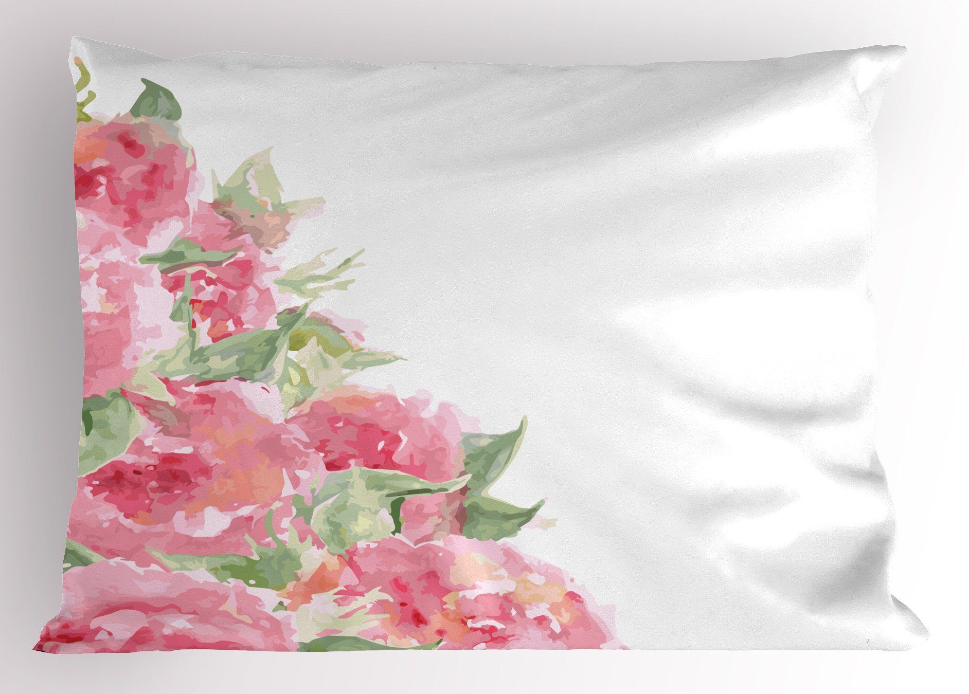 Kissenbezüge Dekorativer Standard King Size Abakuhaus (1 Pfingstrose Aquarell-Blumen-Blätter-Kunst Gedruckter Stück), Kissenbezug