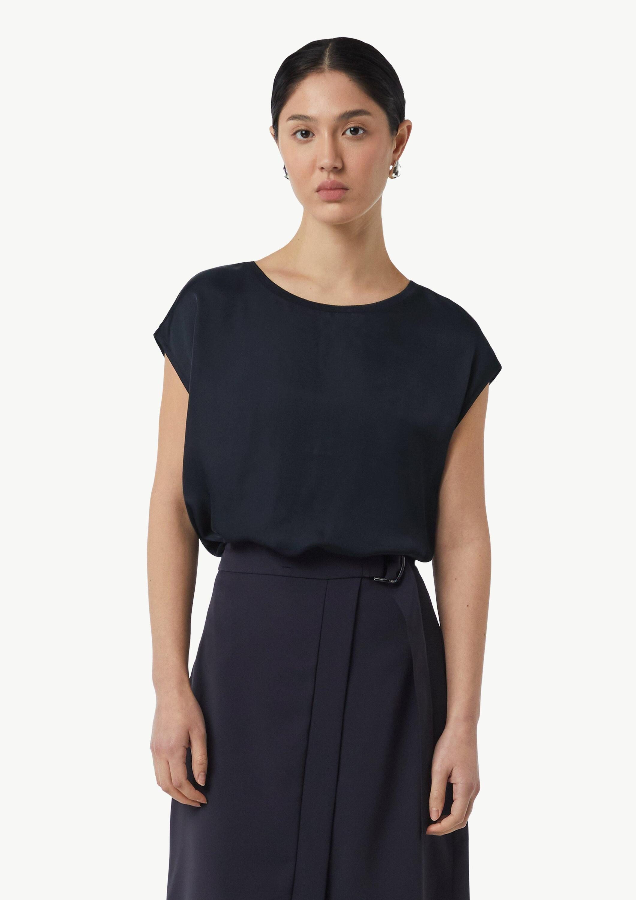 comma Kurzarmshirt T-Shirt Блузкиshirt mit Satin-Front
