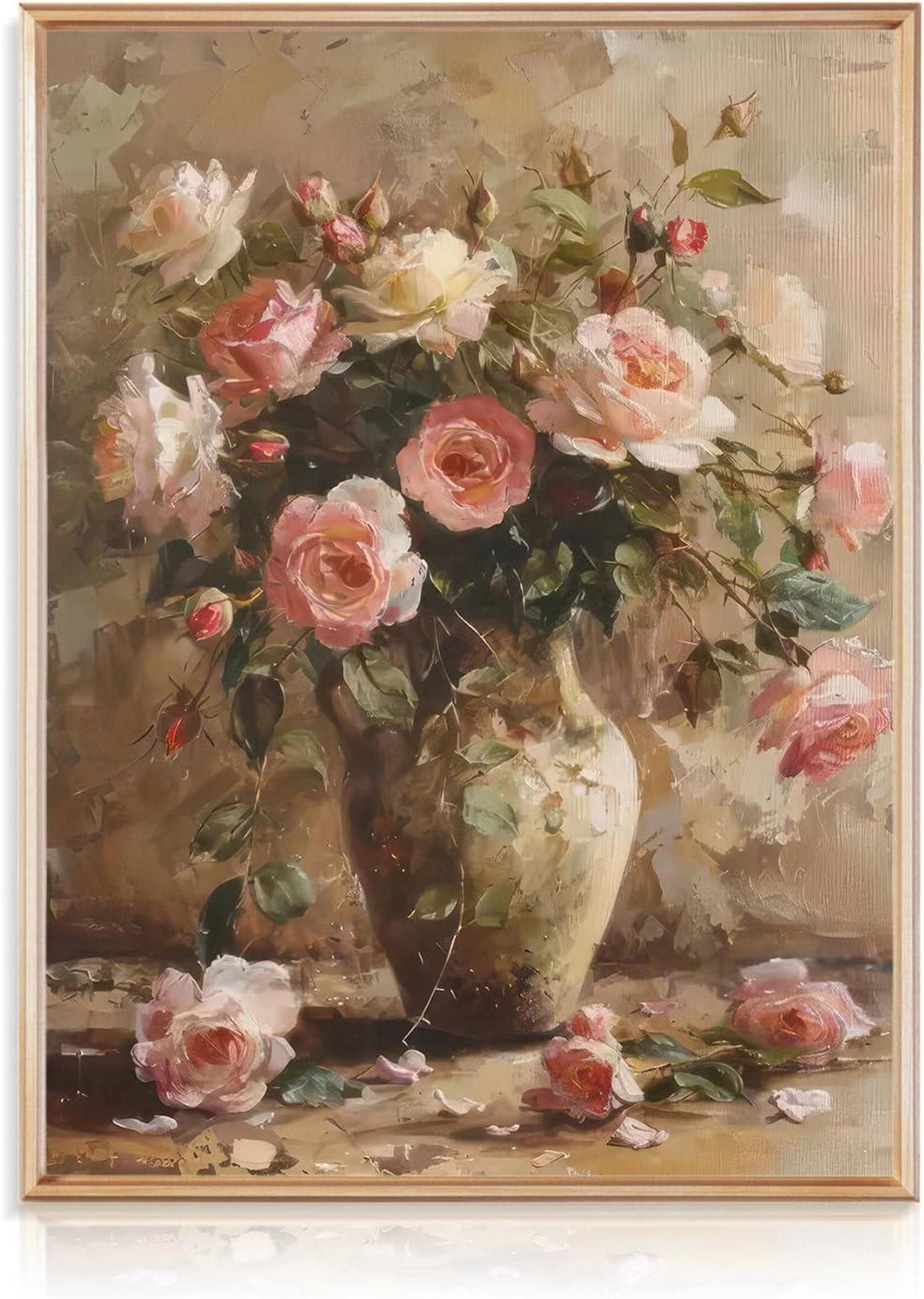 Dazzlewall Leinwandbild Vintage Blumen Leinwand Bild günstig online kaufen