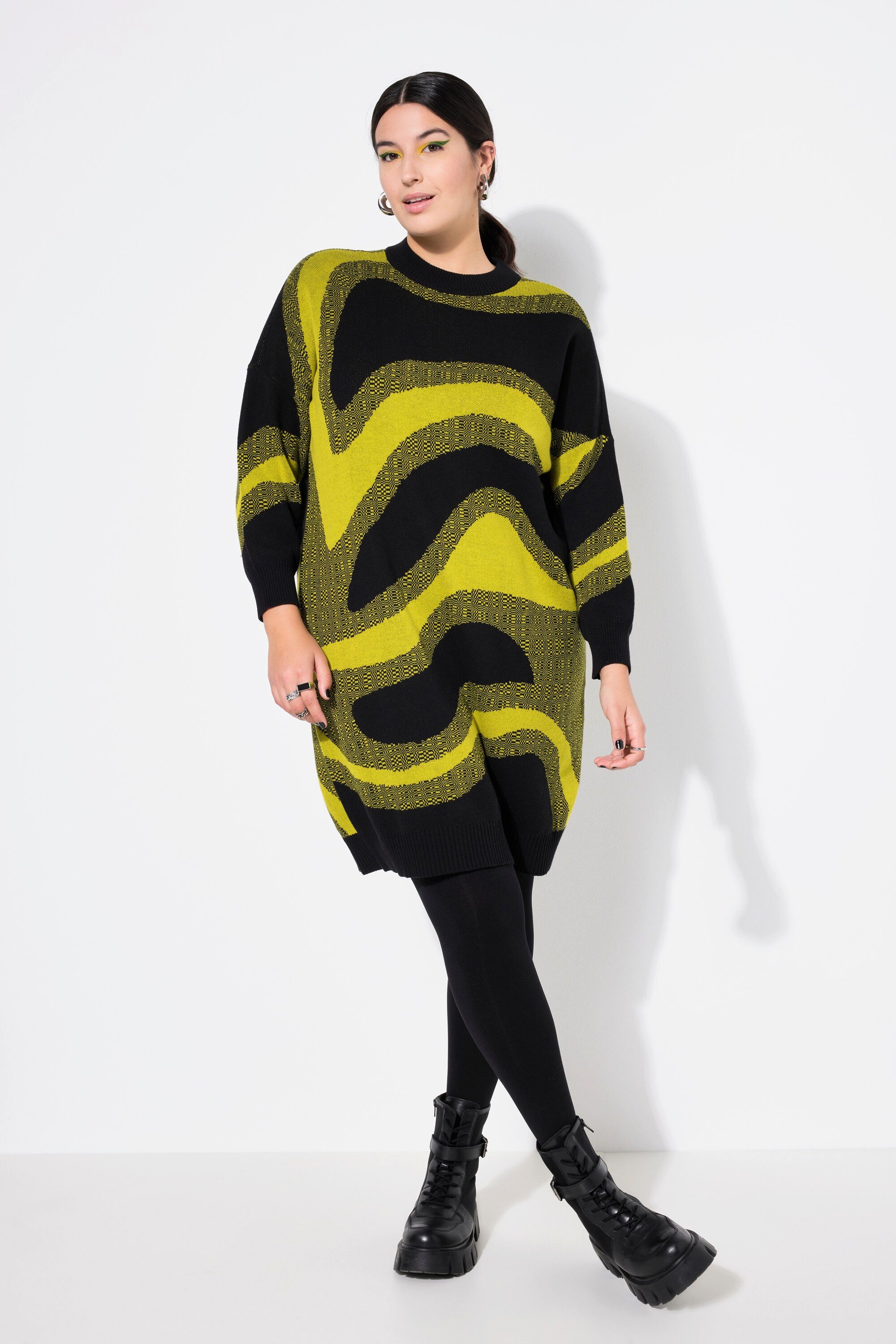 Minikleid Strickkleid oversized Jacquard Colormuster