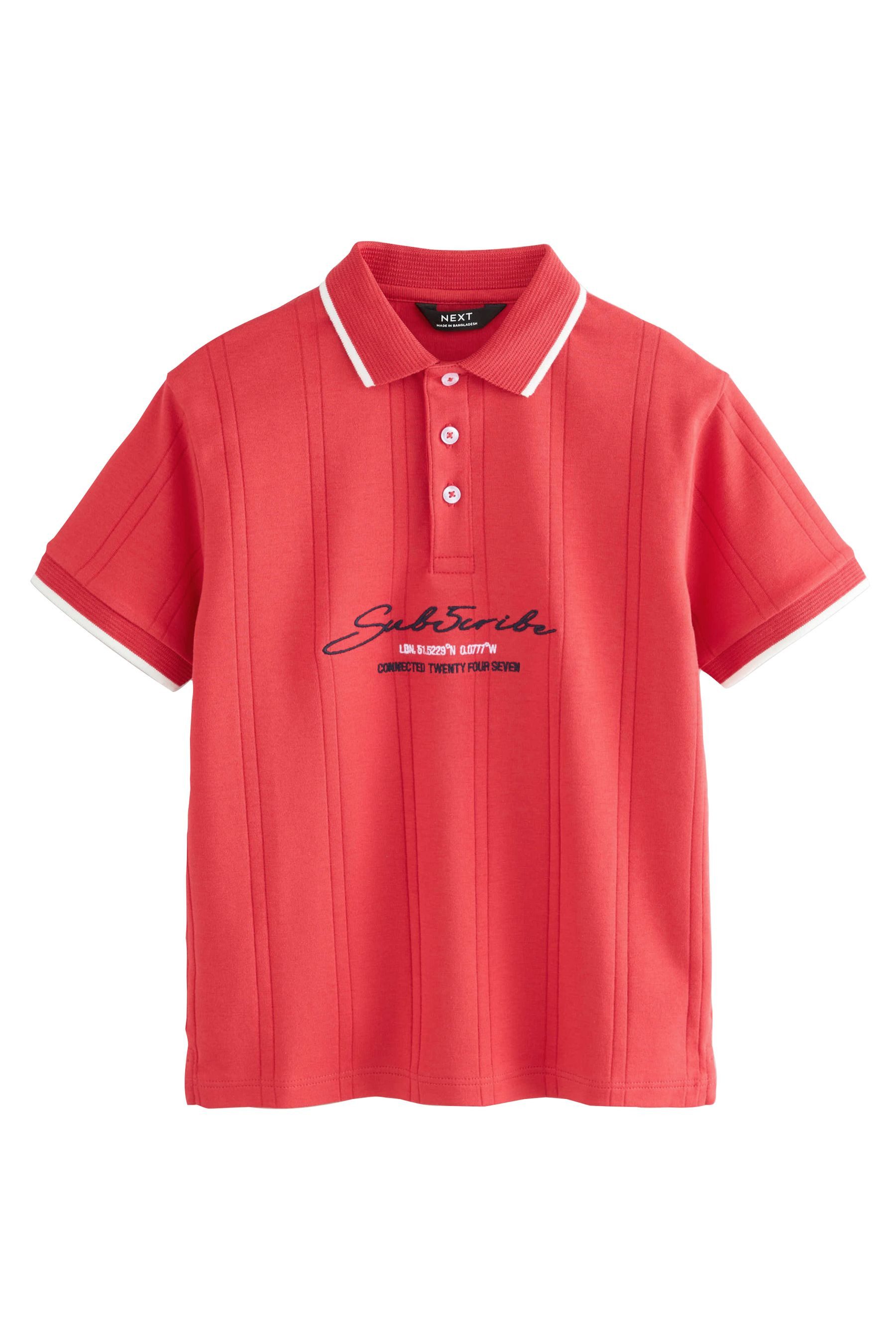 Poloshirt Strukturiertes Kurzarm-Poloshirt aus Baumwolle