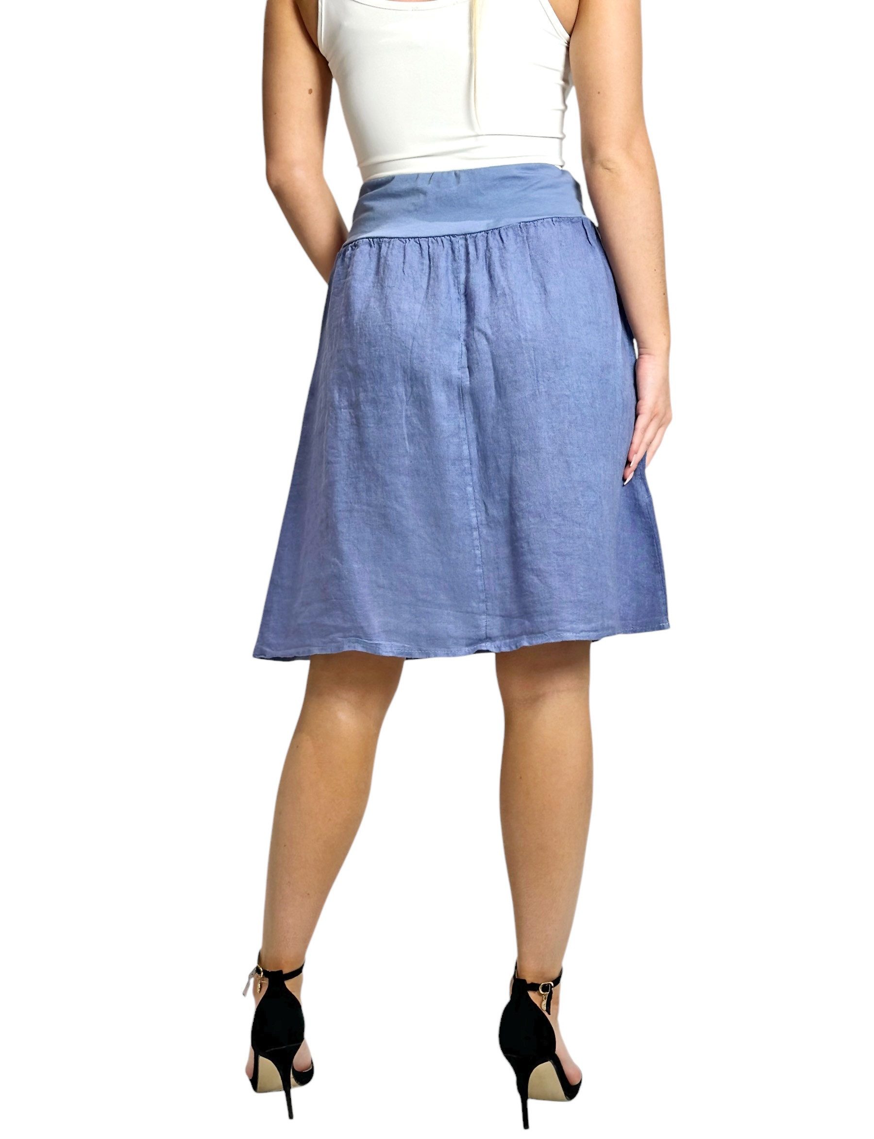 Mississhop A-Linien-Rock Leinen Rock Sommerrock locker Freizeit 100% Leinen M.358