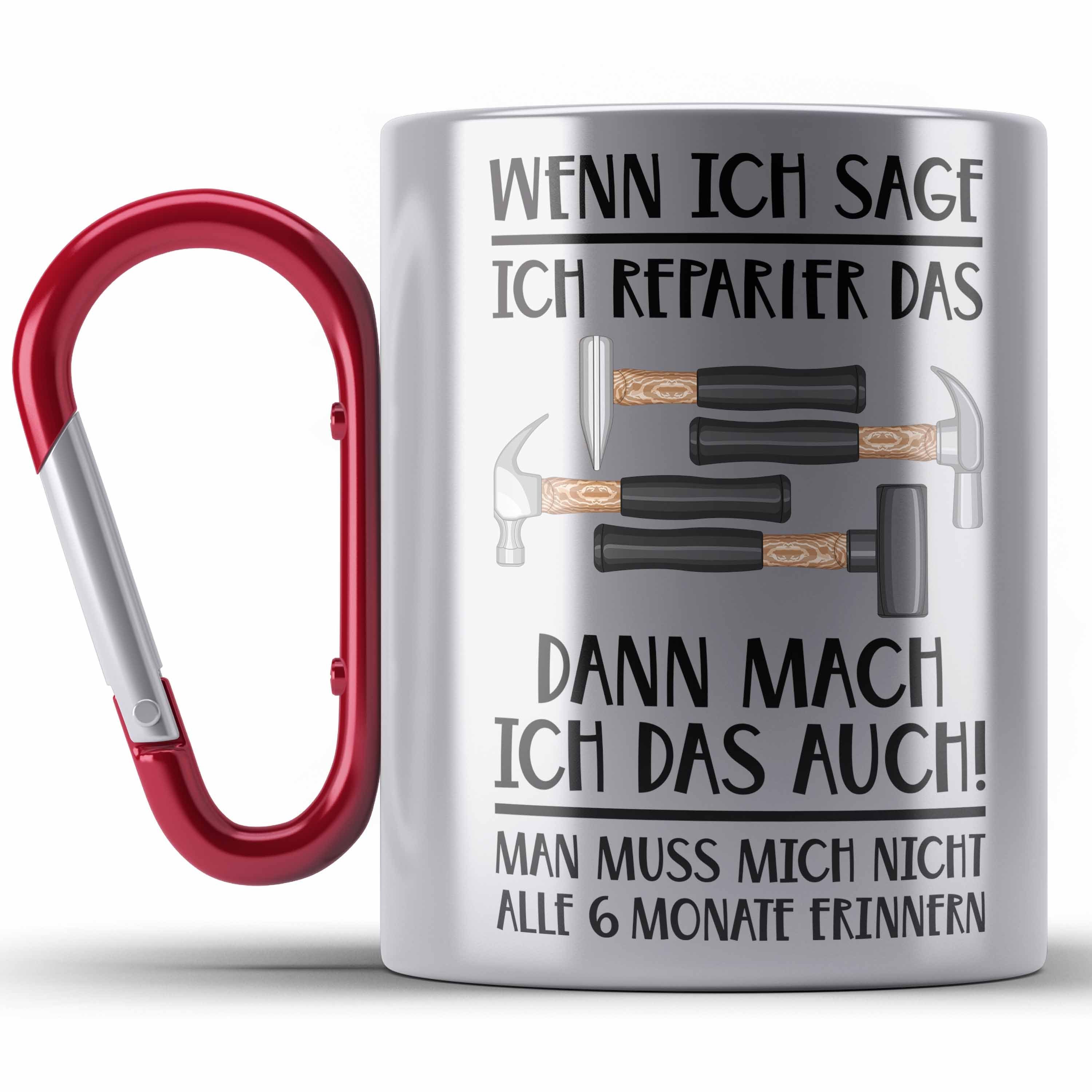 KaffeeEde Handwerk Handwerker Spruch Rot für Tasse Trendation mit Edelstahl Thermotasse Geschenke
