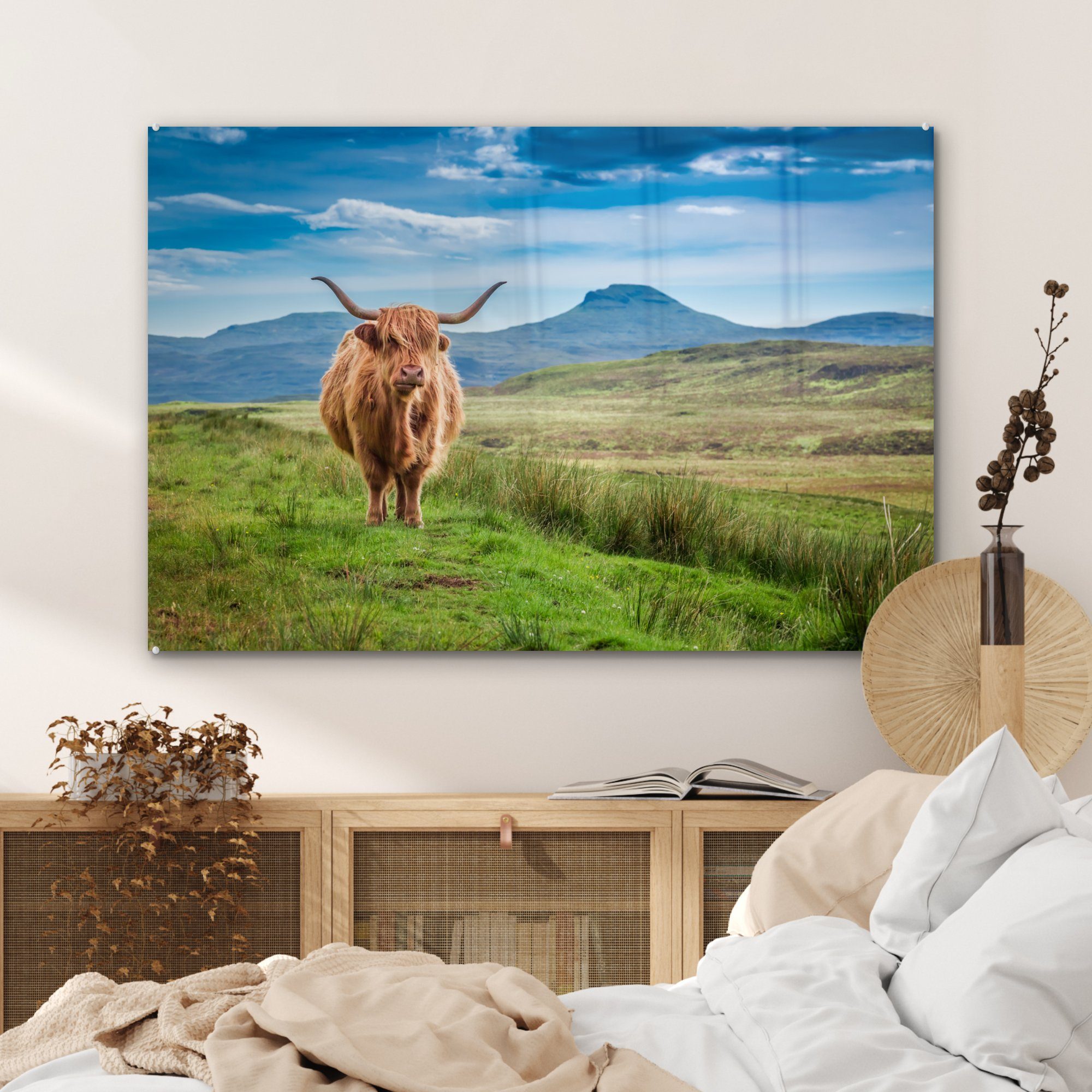 MuchoWow Acrylglasbild Kuh - Schlafzimmer Acrylglasbilder Schottland, Wohnzimmer - Landschaft St), & (1