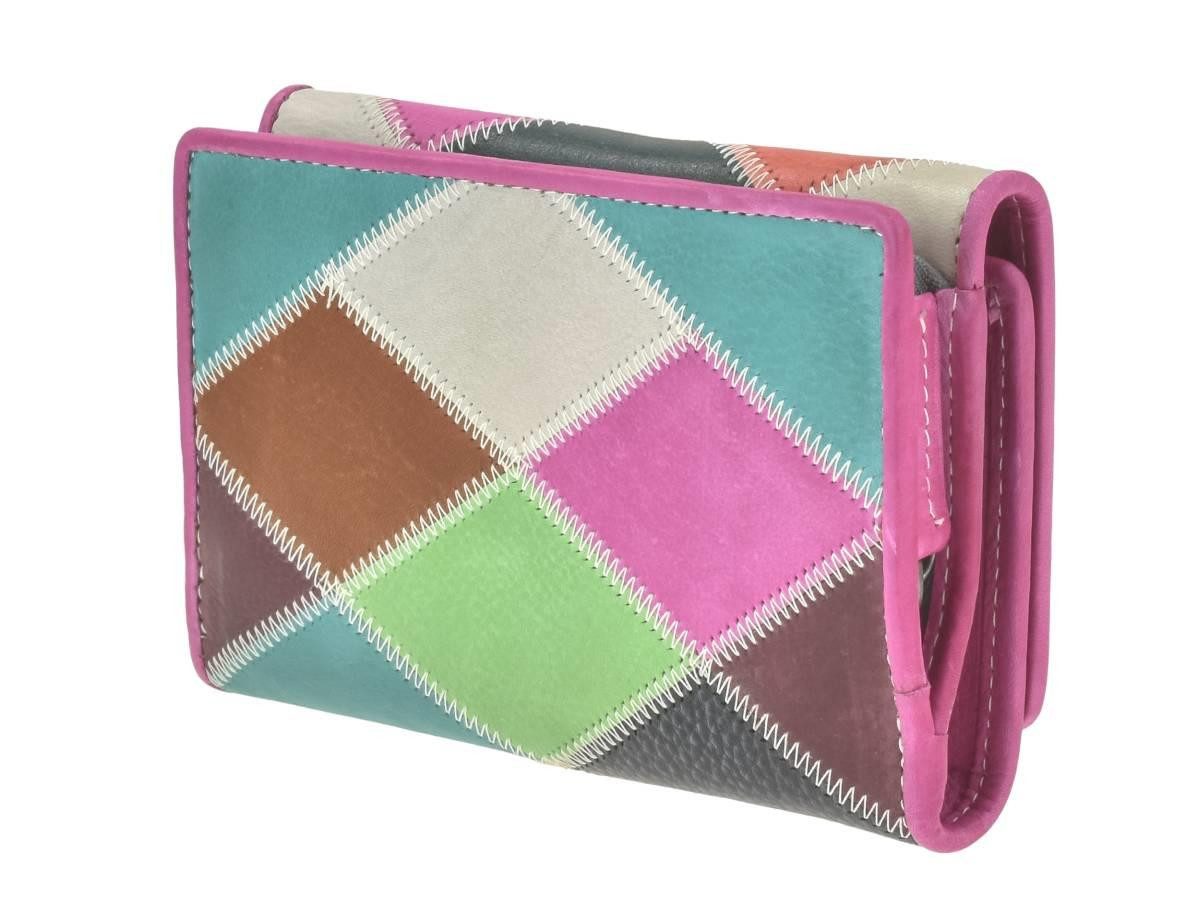 Greenburry Geldbörse "Candy Shop" Portemonnaie Leder bunt 14x9cm, mit 11 Kartenfächern und Reißverschluss-Münzfach