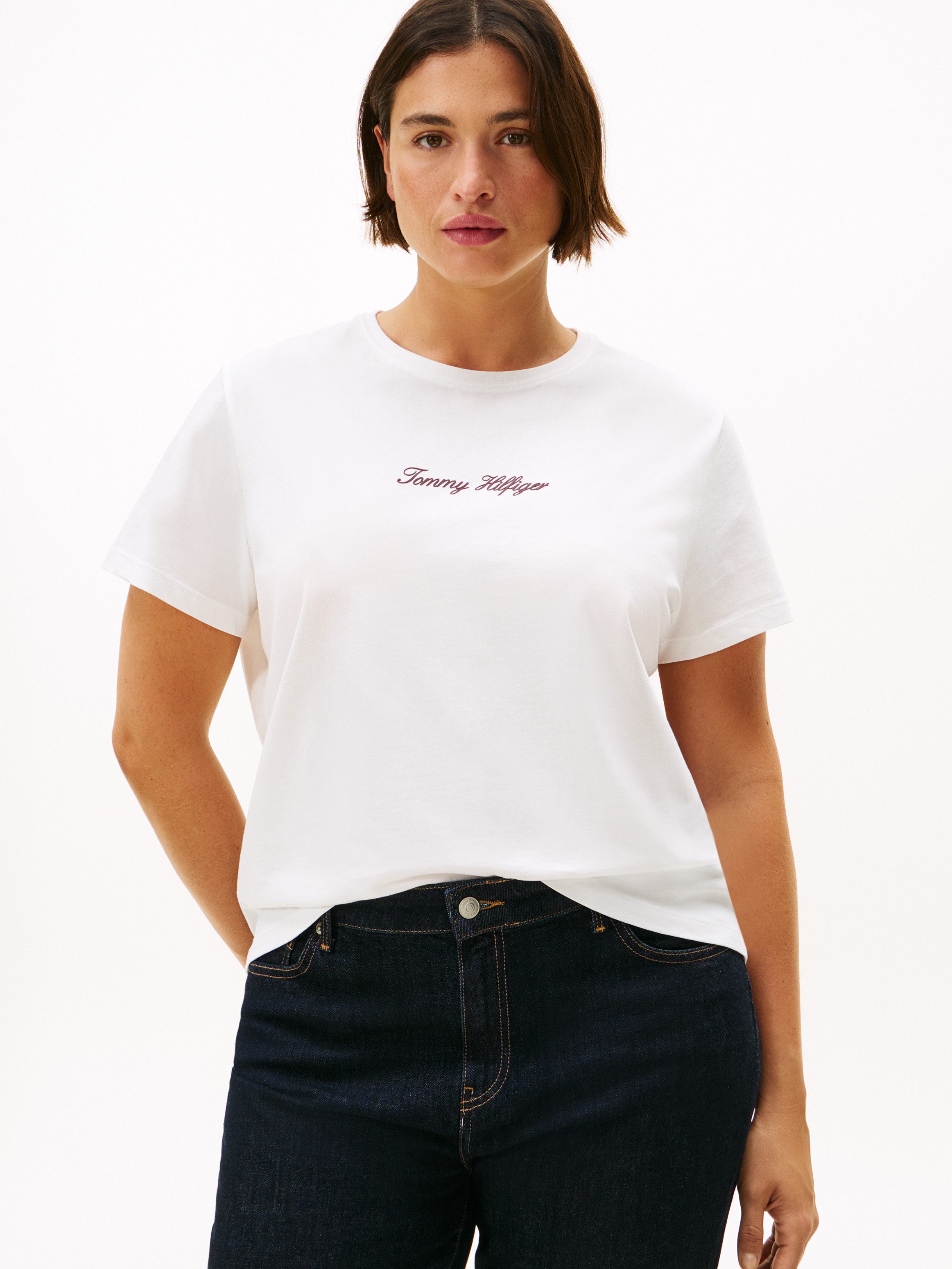 Tommy Hilfiger Curve Kurzarmshirt CRV CLASSIC SCRIPT REG SS TEE in großen G günstig online kaufen