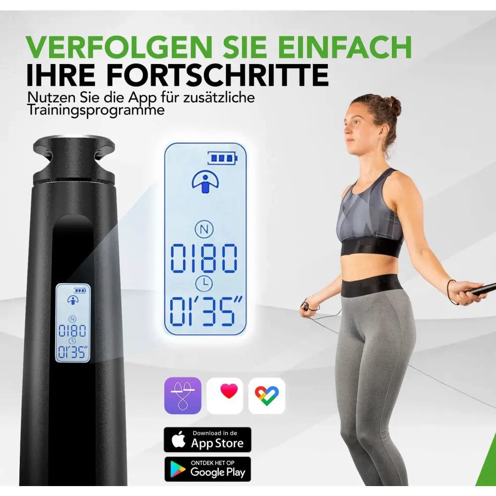 Sport-Knight® Springseil Bluetooth Springseil mit LCD und App, 4 Modi, verstellbar, HIIT