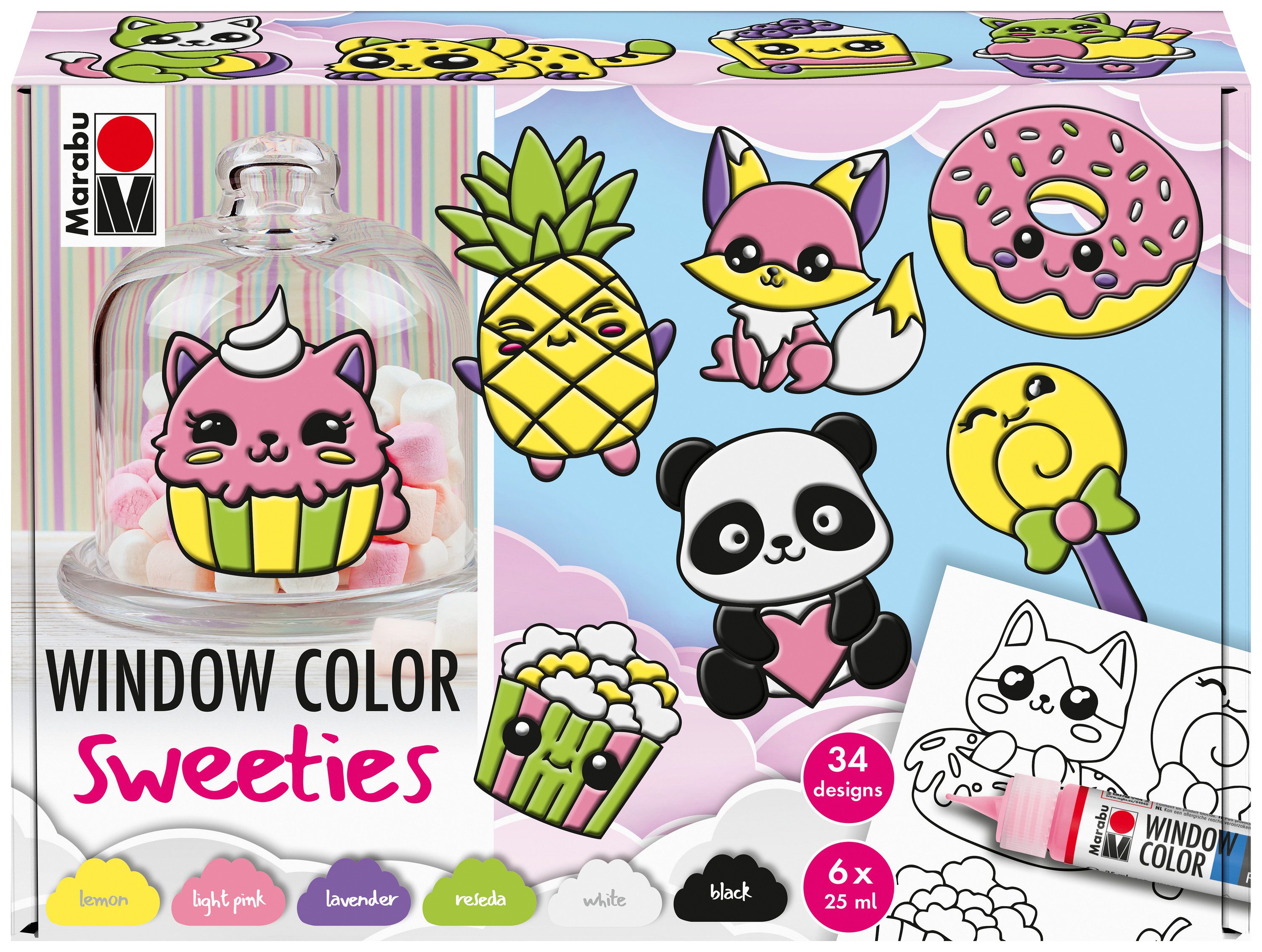 Marabu Bastelband Window Color Sweeties, 6 x 25 ml