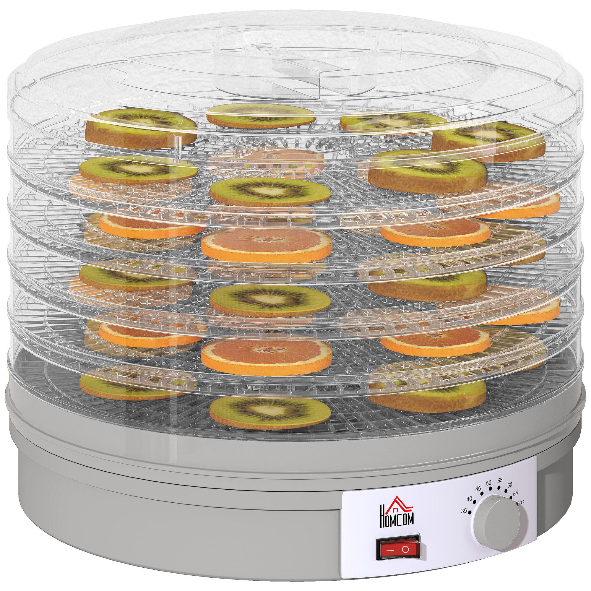 ibettertec Dörrautomat 5-stöckiger 245W, Dörrofen mit Temperaturregelung 35-70°C, 5 Tabletts, Grau