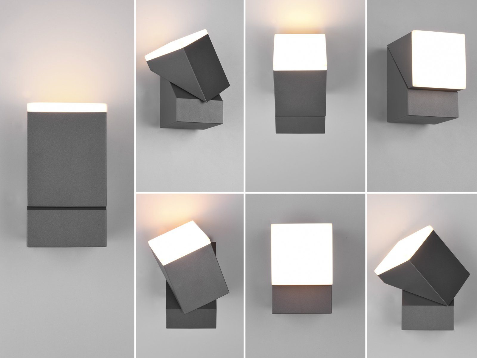 TRIO Leuchten LED Außen-Wandleuchte, LED fest integriert, warmweiß, Wand Außenleuchte, Hausbeleuchtung Leuchtelement schwenkbar, Höhe 16cm