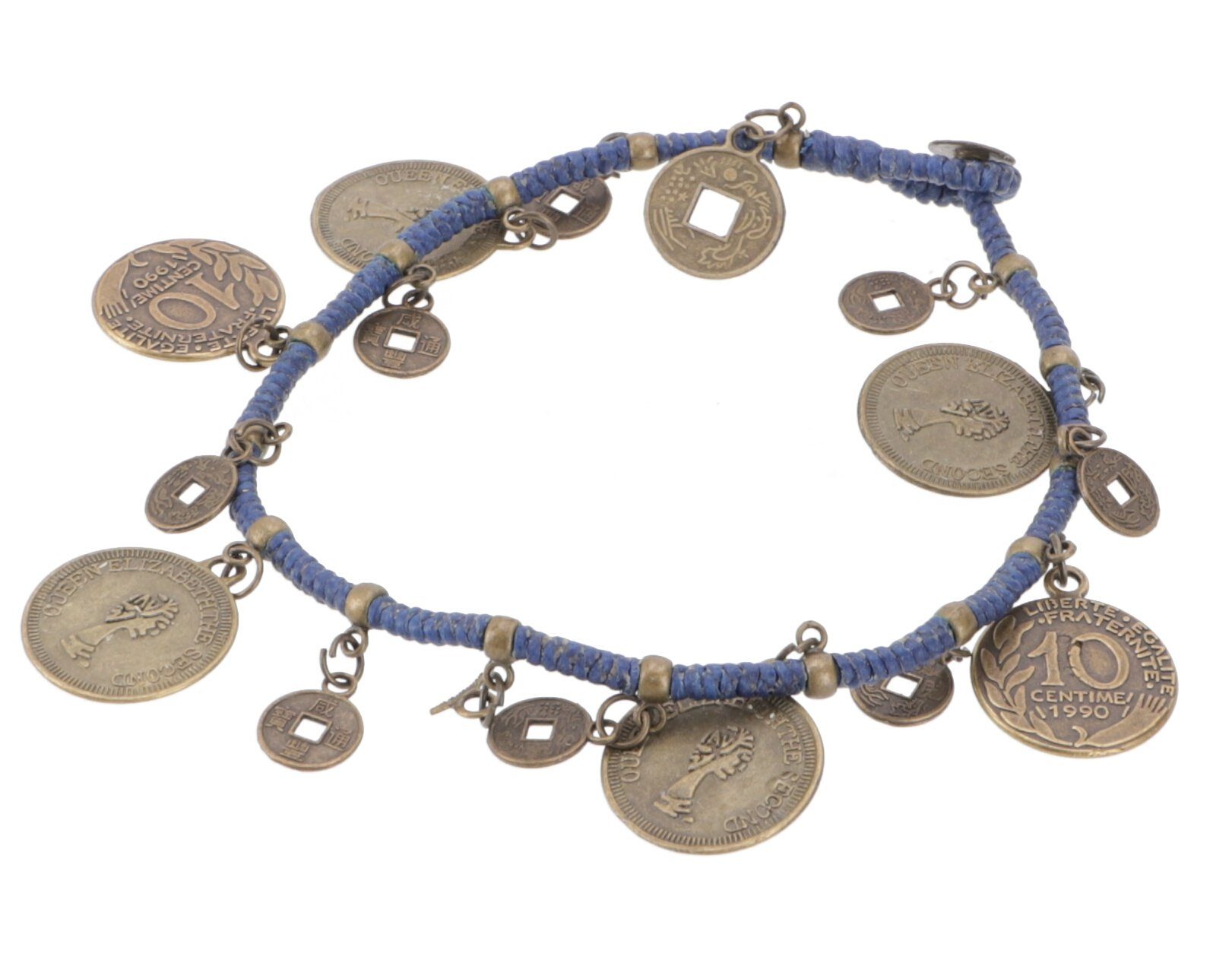 Guru-Shop Fußkette Fußkette Makramee mit Münzen günstig online kaufen