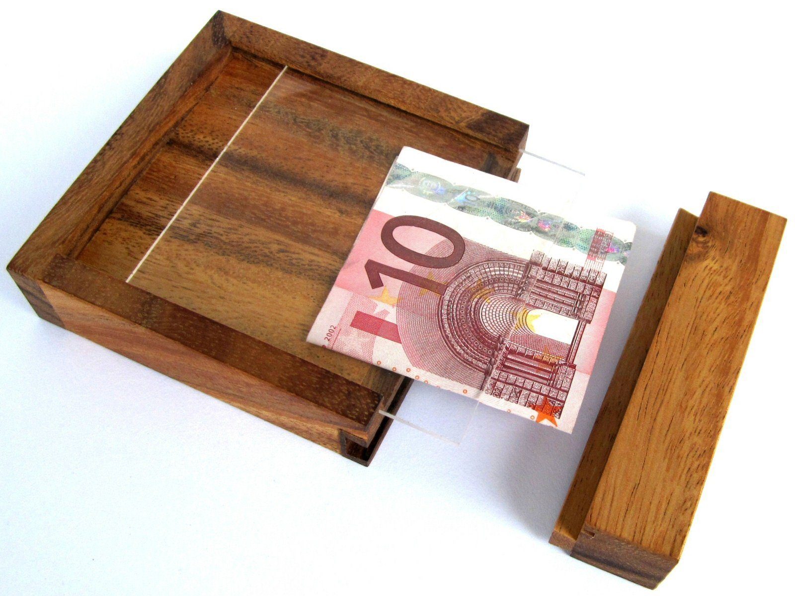 LOGOPLAY Schatzkiste Money (1 St), Money Trickkiste aus Holz Geldschein-Tresor als dekorative