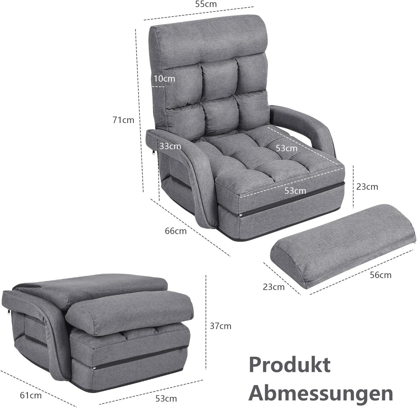 KOMFOTTEU Schlafsofa klappbarer Bodenstuhl, mit Armlehnen günstig online kaufen