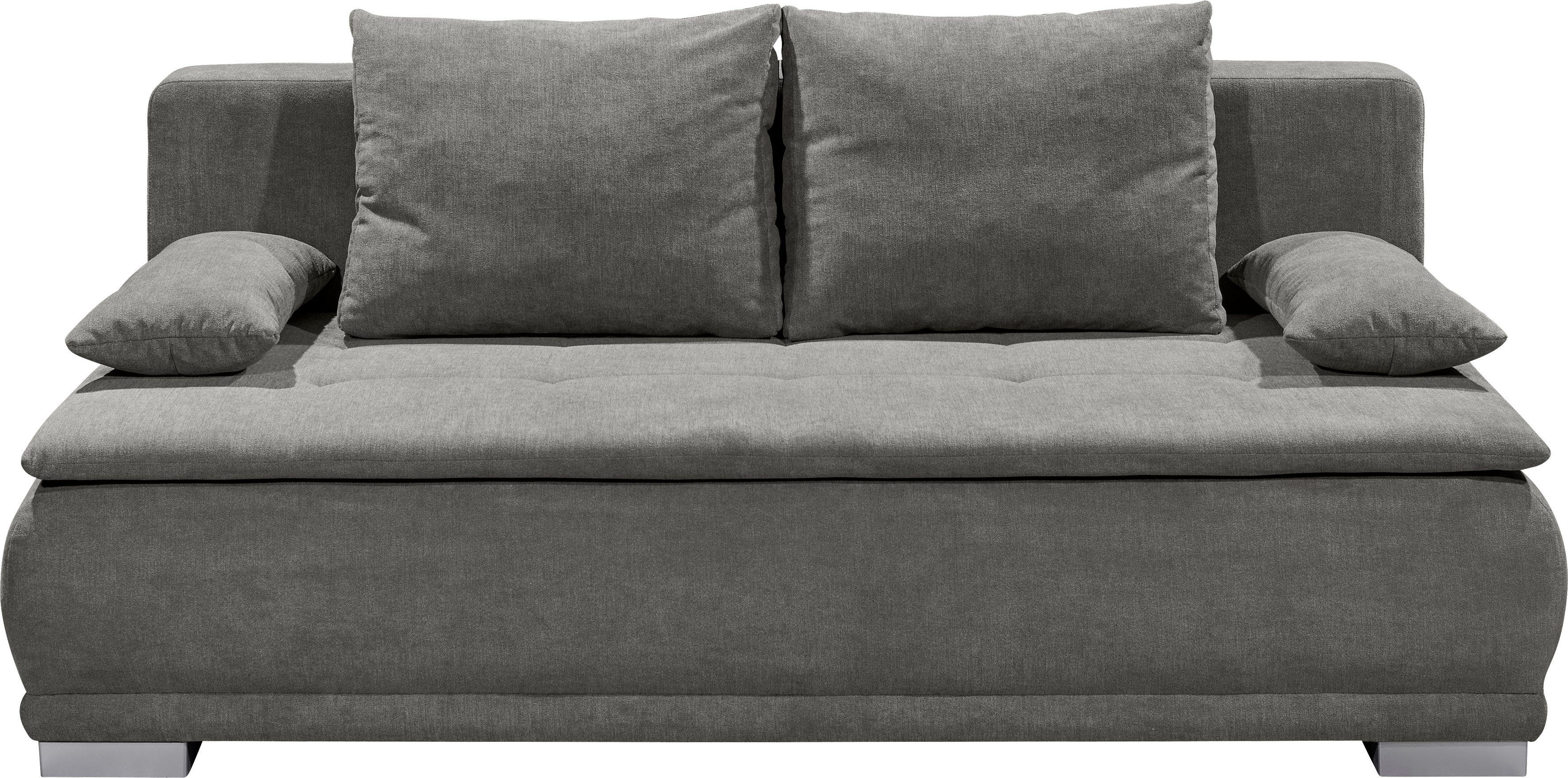 ED EXCITING DESIGN Schlafsofa Luigi, mit Bettfunktion, Bettkasten, Rücken- und Armlehnkissen, frei im Raum Uran 09 stone