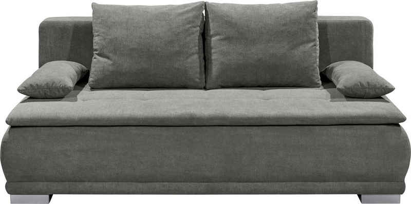 ED EXCITING DESIGN Schlafsofa Luigi, mit Bettfunktion, Bettkasten, Rücken- und Armlehnkissen, frei im Raum