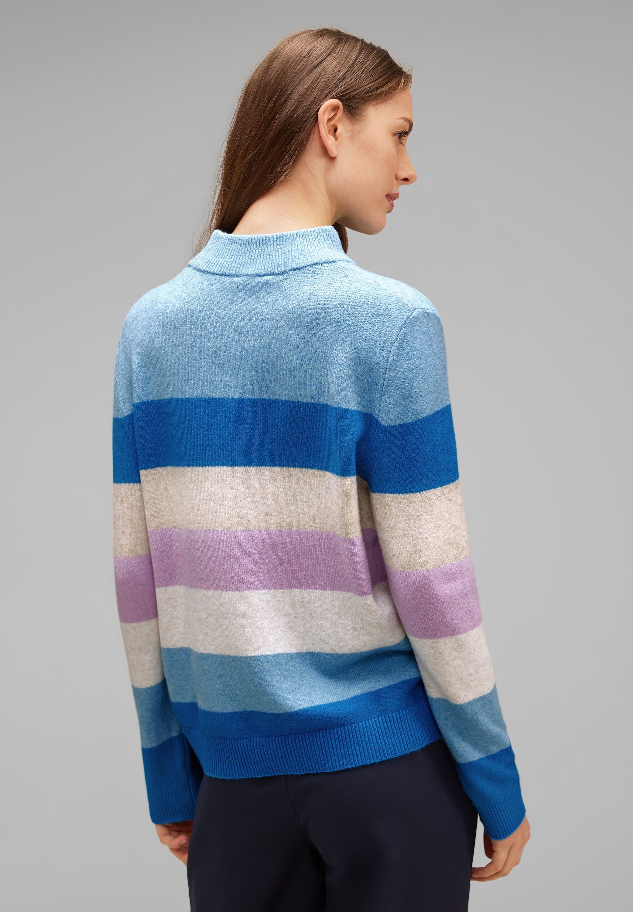 Pullover Mehrfarbig Streifenmuster STREET Strickpullover gestreift aquamarine light blue ONE mit mel.