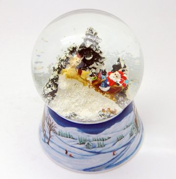 MINIUM-Collection Schneekugel Weihnachten Spieluhr Weihnachtsmann im Schlitten 100mm Durchmesser