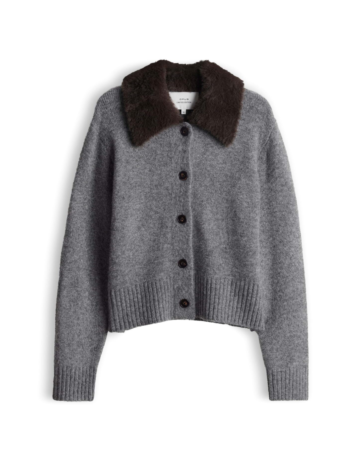 OPUS Strickjacke Dofur aus weichem Strick Verkürzte Länge mit geradem Schnitt und wandelbarem Kragen – Bild 2 von 5