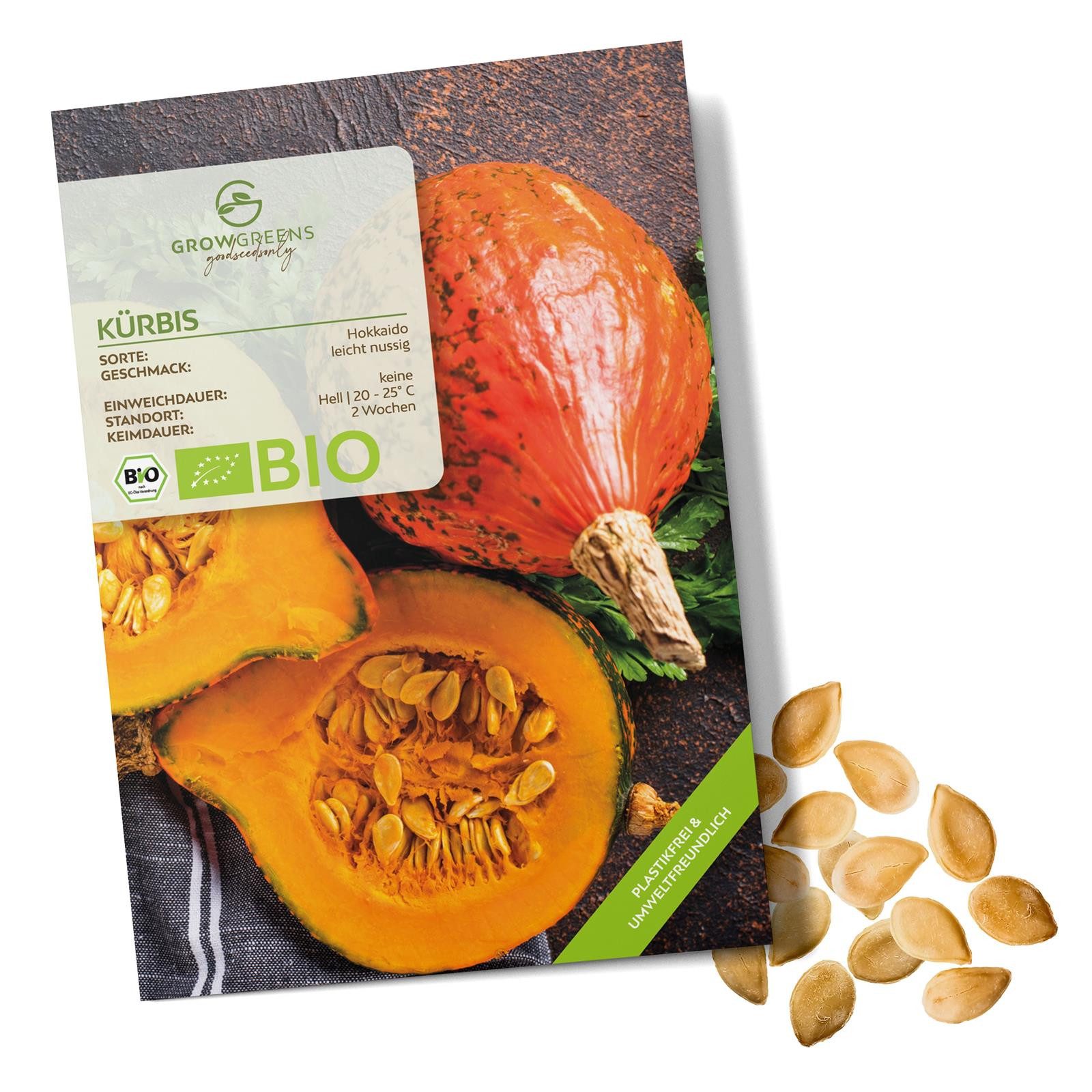 Gemüsesamen BIO Kürbis Samen (Hokkaido) - Kürbis Saatgut aus bio. Anbau (5 Korn)