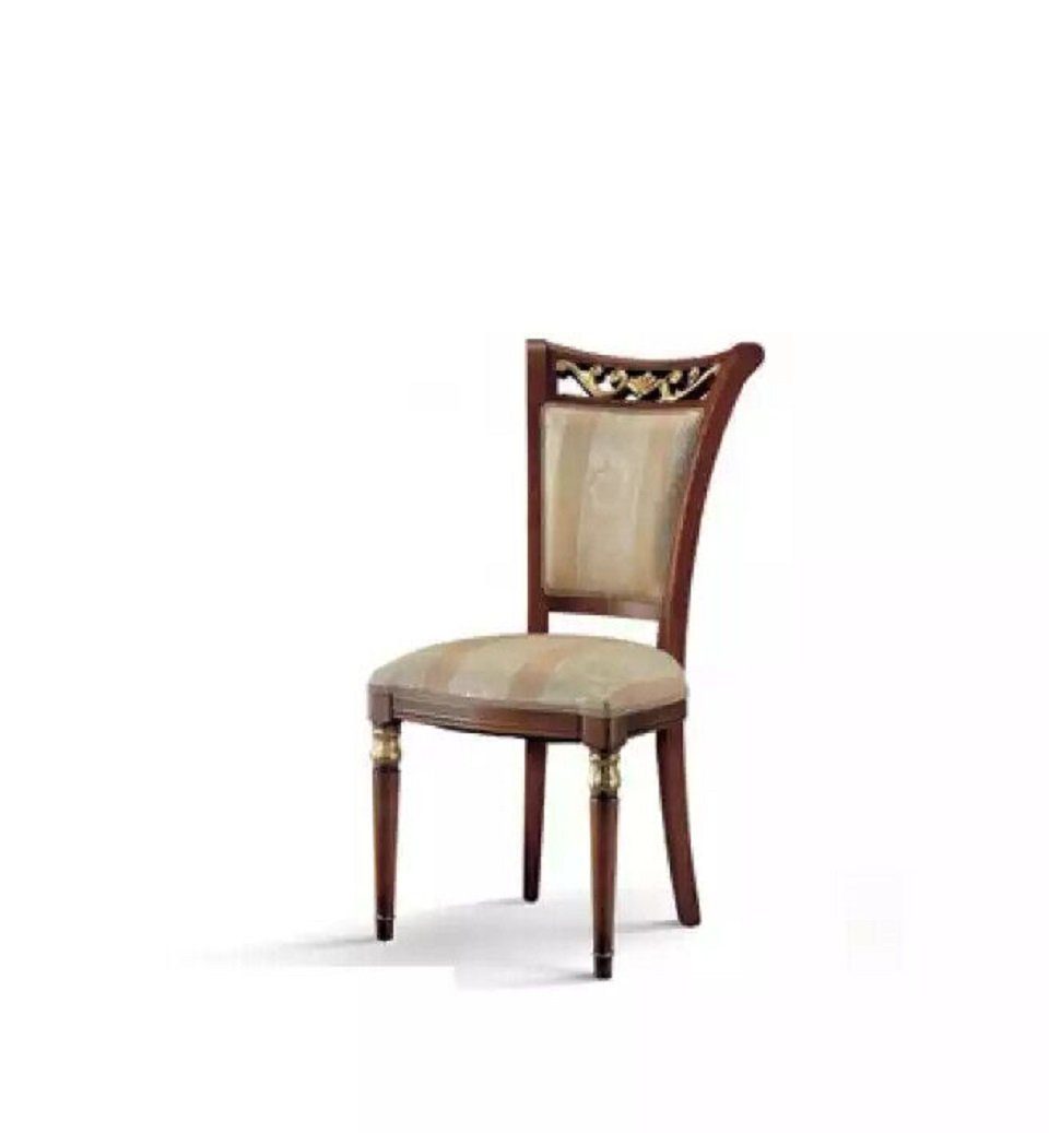 JVmoebel Esszimmerstuhl Beige Stuhl Holz Italienische Möbel Esszimmer Luxus Design Echtholz (1 St), Made in Italy