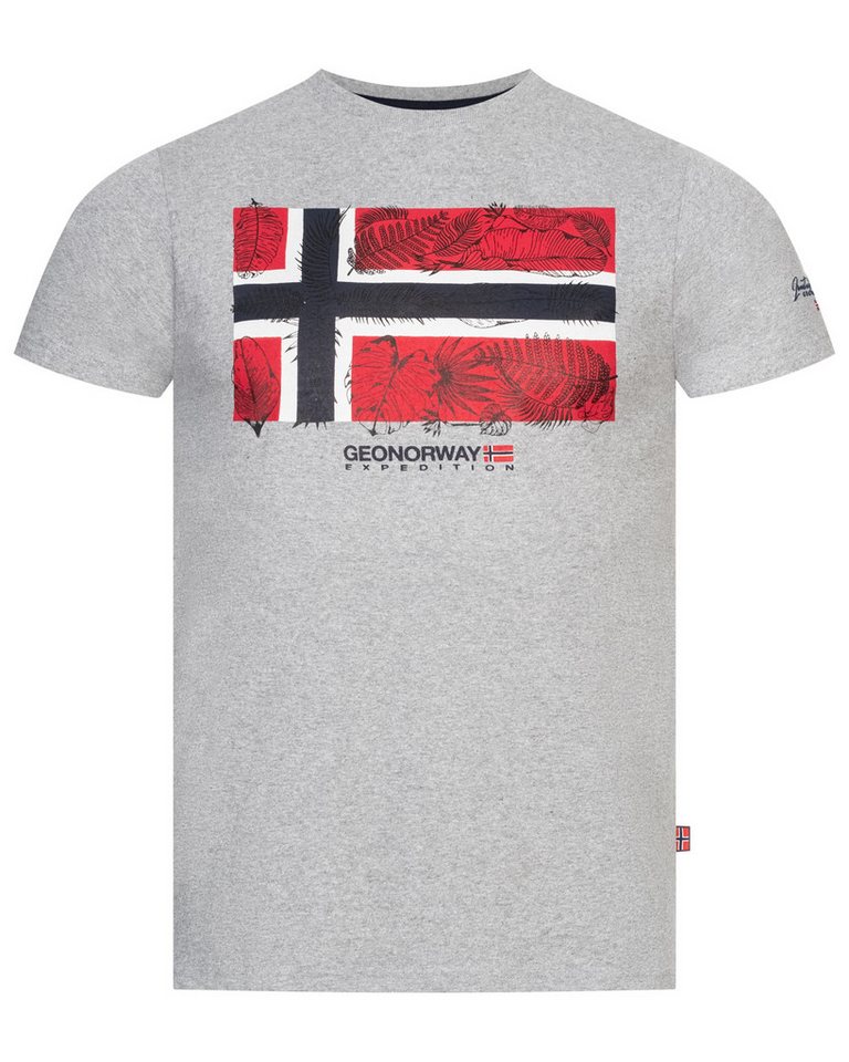 Geographical Norway Kurzarmshirt Geographical Norway T-Shirt Herren Shirt Hemd Sommer Baumwolle Print