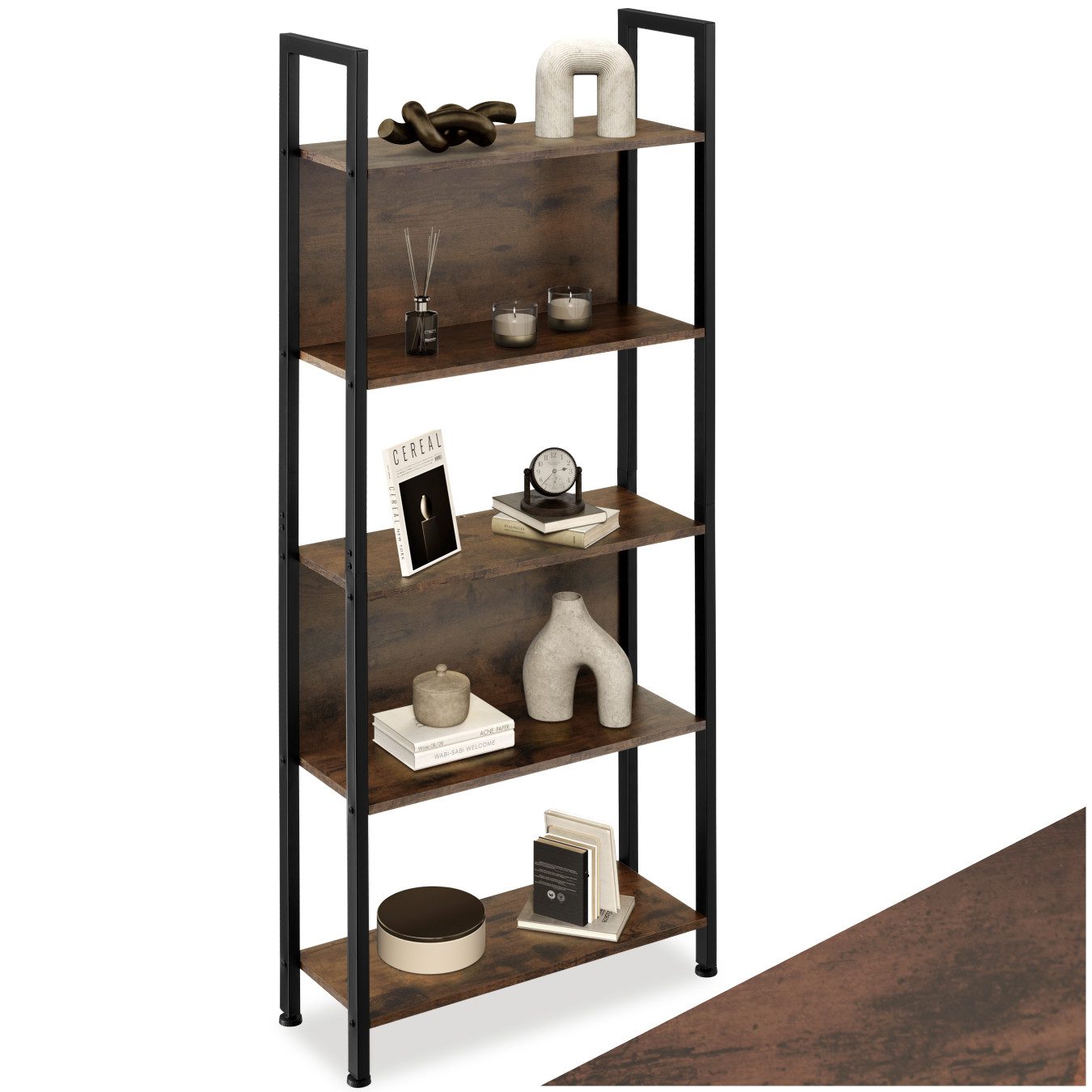 tectake Bücherregal Standregal, inklusive Kippschutz, 62 x 24 x 165,5 cm, H günstig online kaufen