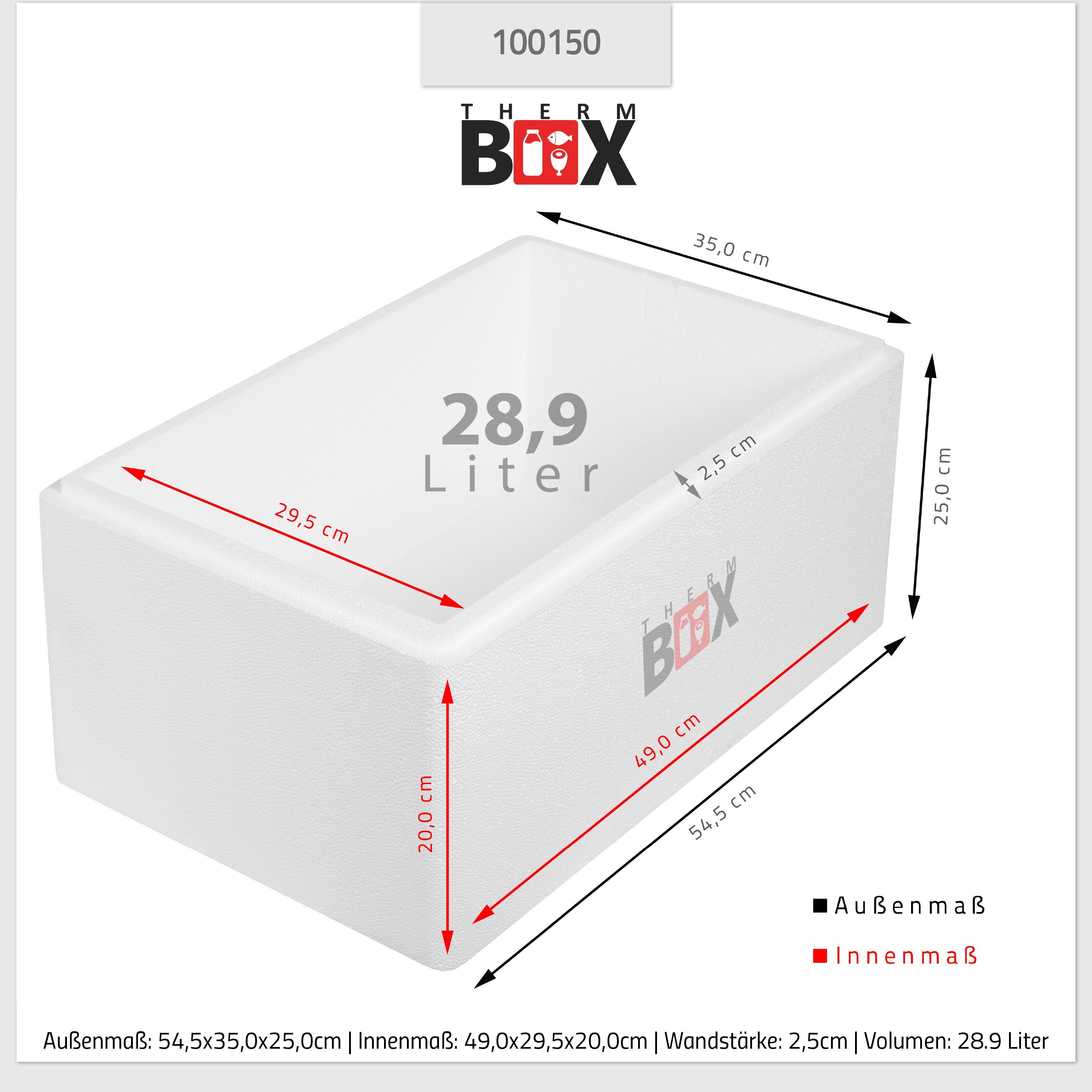 & 28W Innen: Thermobehälter für Deckel mit Thermobox Warmhaltebox im Styropor-Verdichtet, 49x29,5x20cm Essen Box THERM-BOX Karton), Getränke Wiederverwendbar, 28,91 Styroporbox (0-tlg., Liter Kühlbox