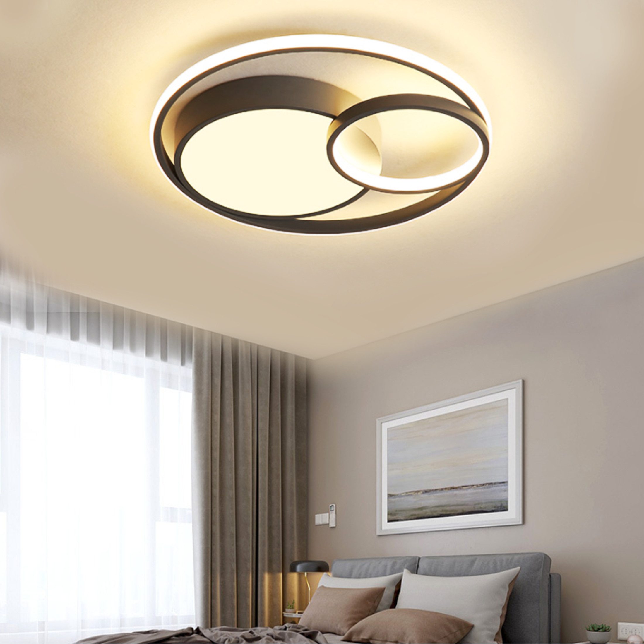 YINDN Deckenleuchte 48cm LED Deckenleuchten, Stufenlos günstig online kaufen
